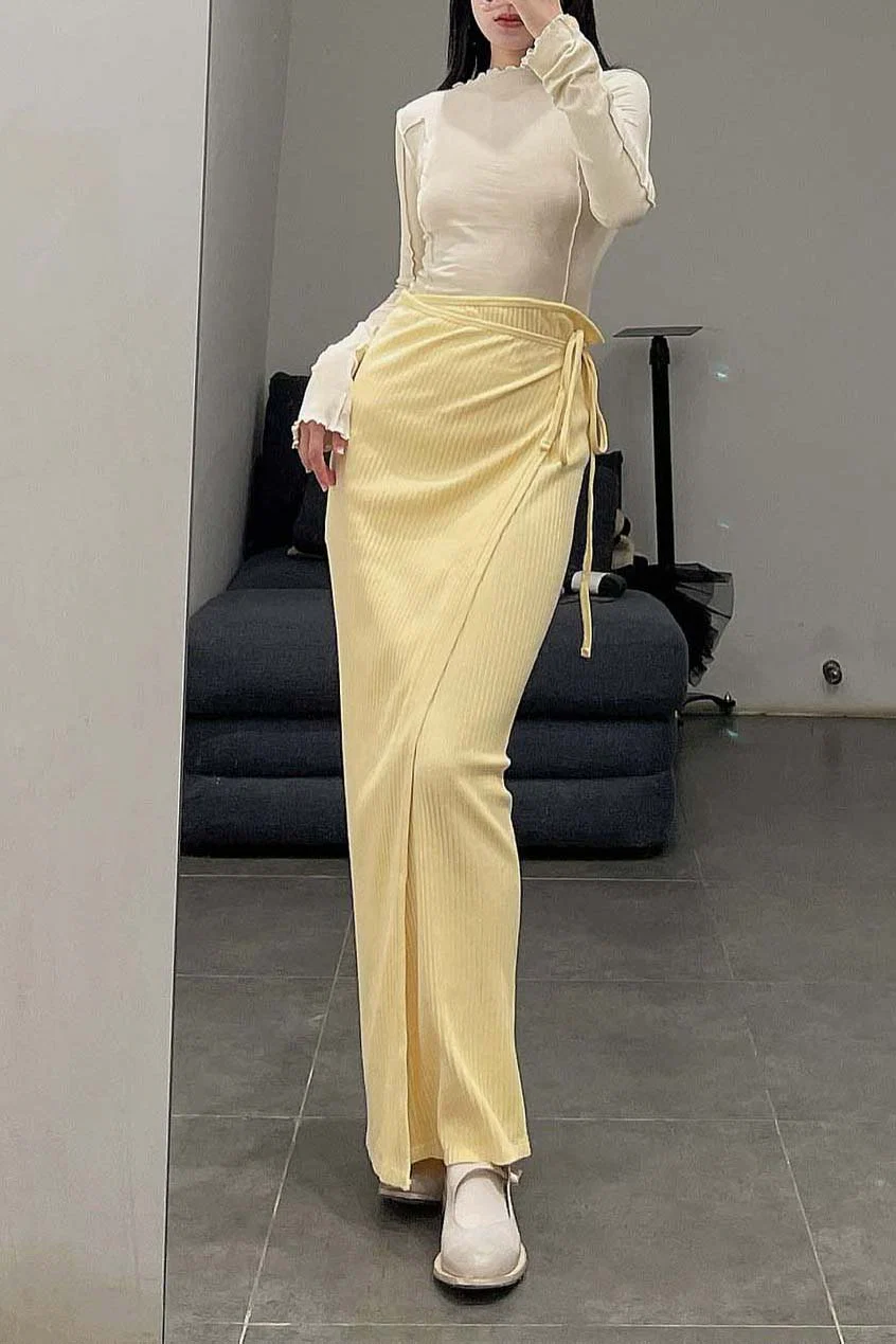 BASERANGE ribbed wool brig skirt SKBR-RIB-WI21 yellow - Image 24