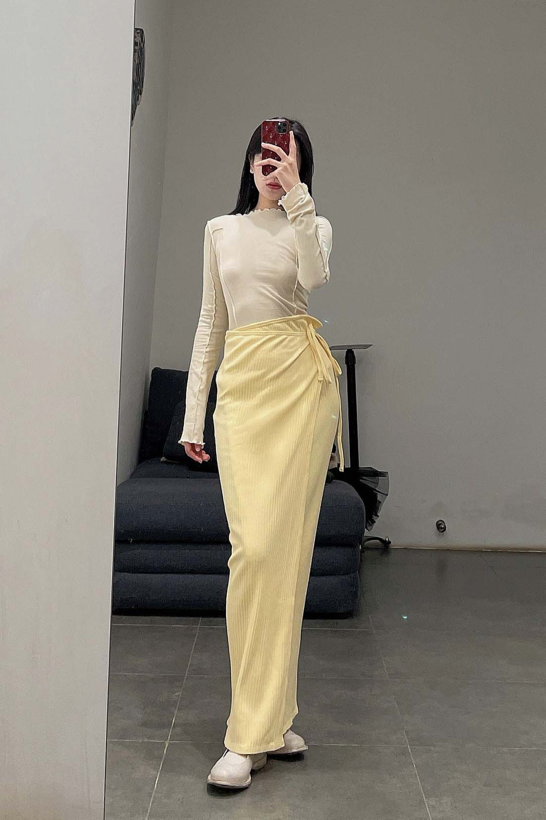 BASERANGE ribbed wool brig skirt SKBR-RIB-WI21 yellow - Image 25