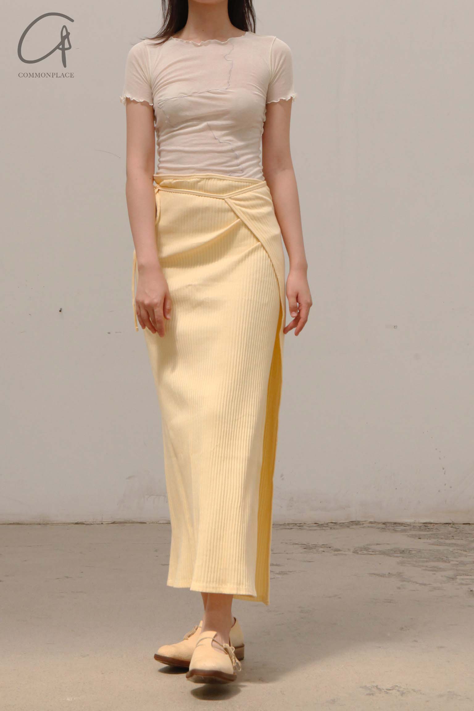 BASERANGE ribbed wool brig skirt SKBR-RIB-WI21 yellow - Image 4
