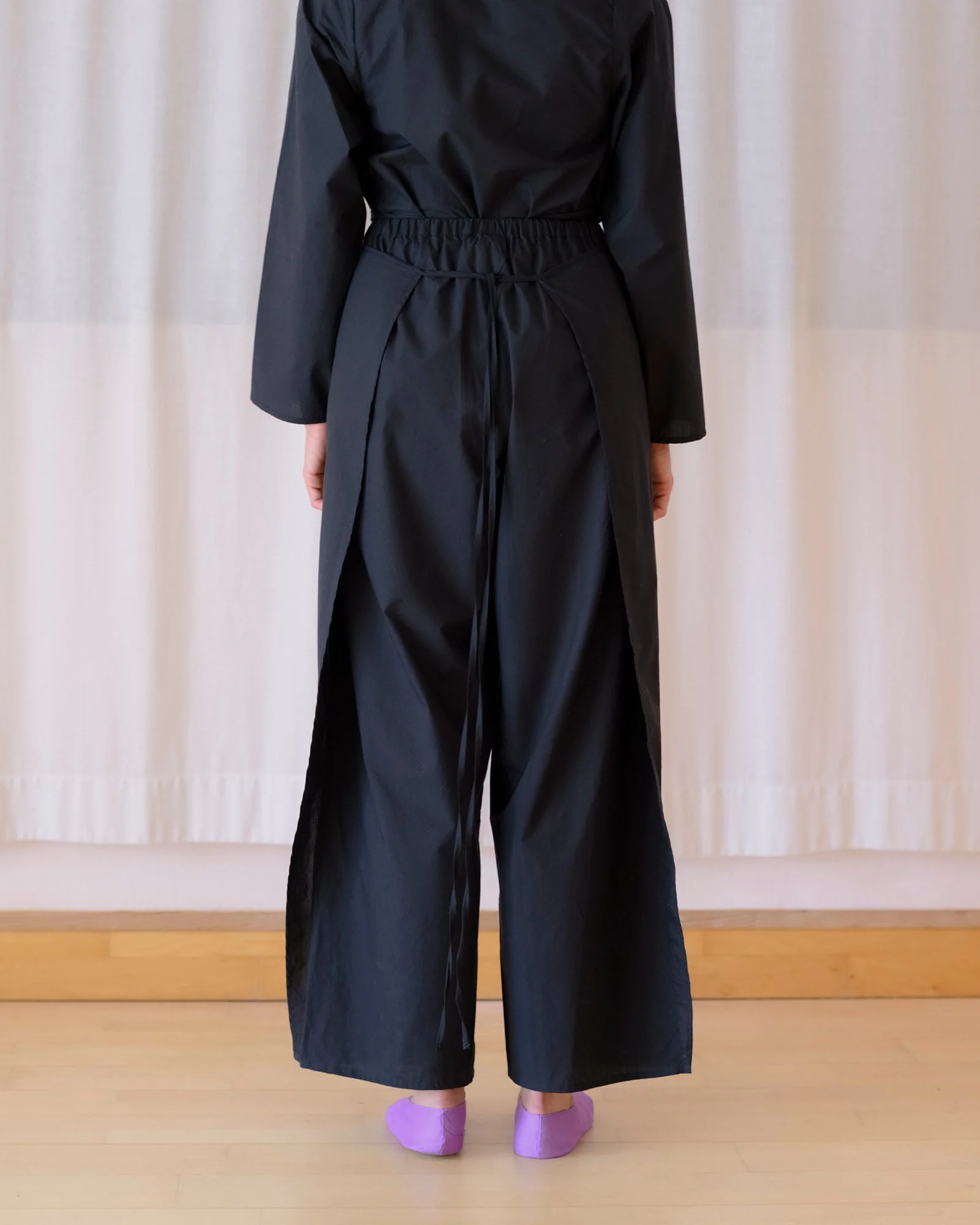 BASERANGE SP26 Organic Cotton Plain Weave Drawstring Pants, France BAS-PADC-PO-SP26-Black - Image 10