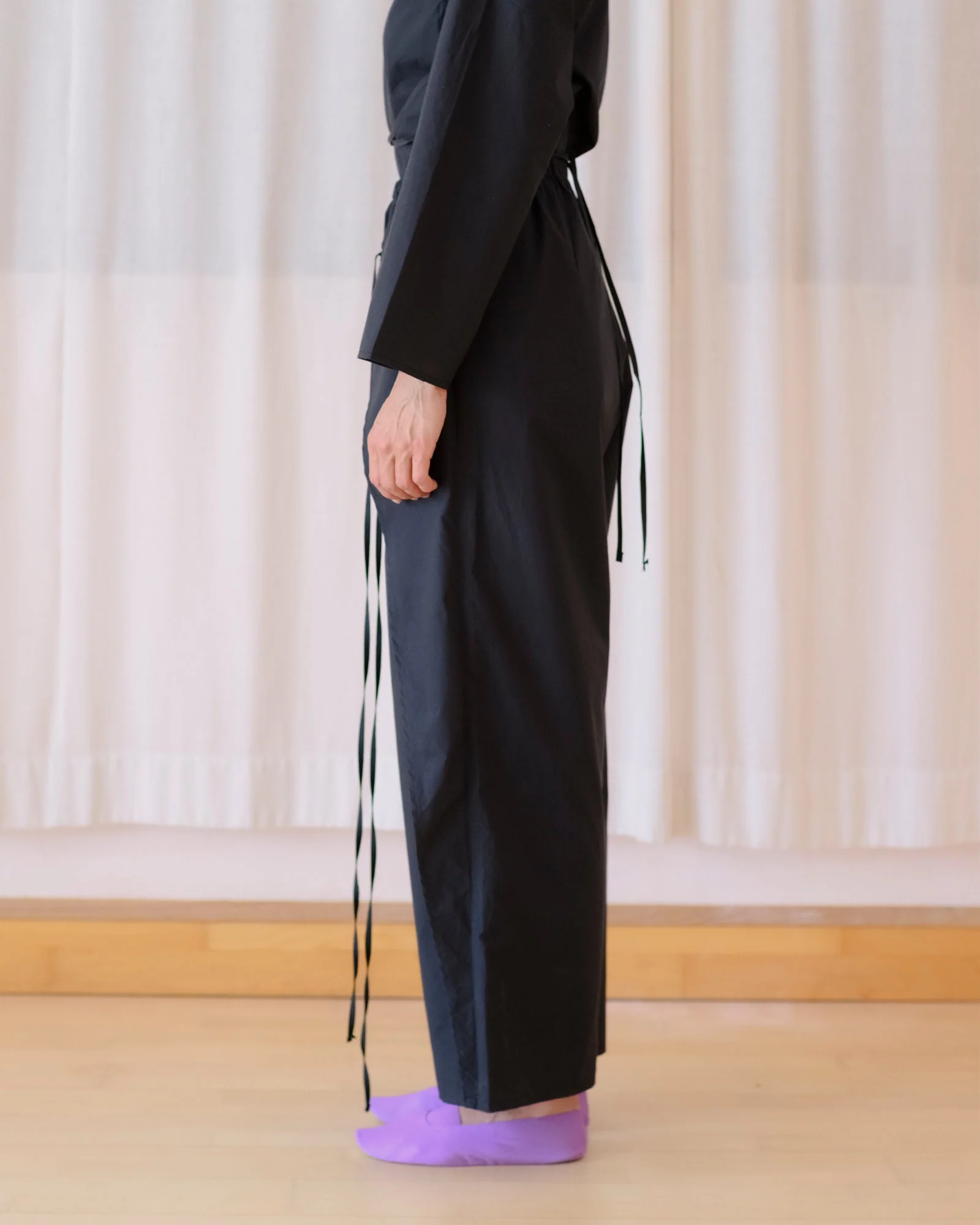 BASERANGE SP26 Organic Cotton Plain Weave Drawstring Pants, France BAS-PADC-PO-SP26-Black - Image 11
