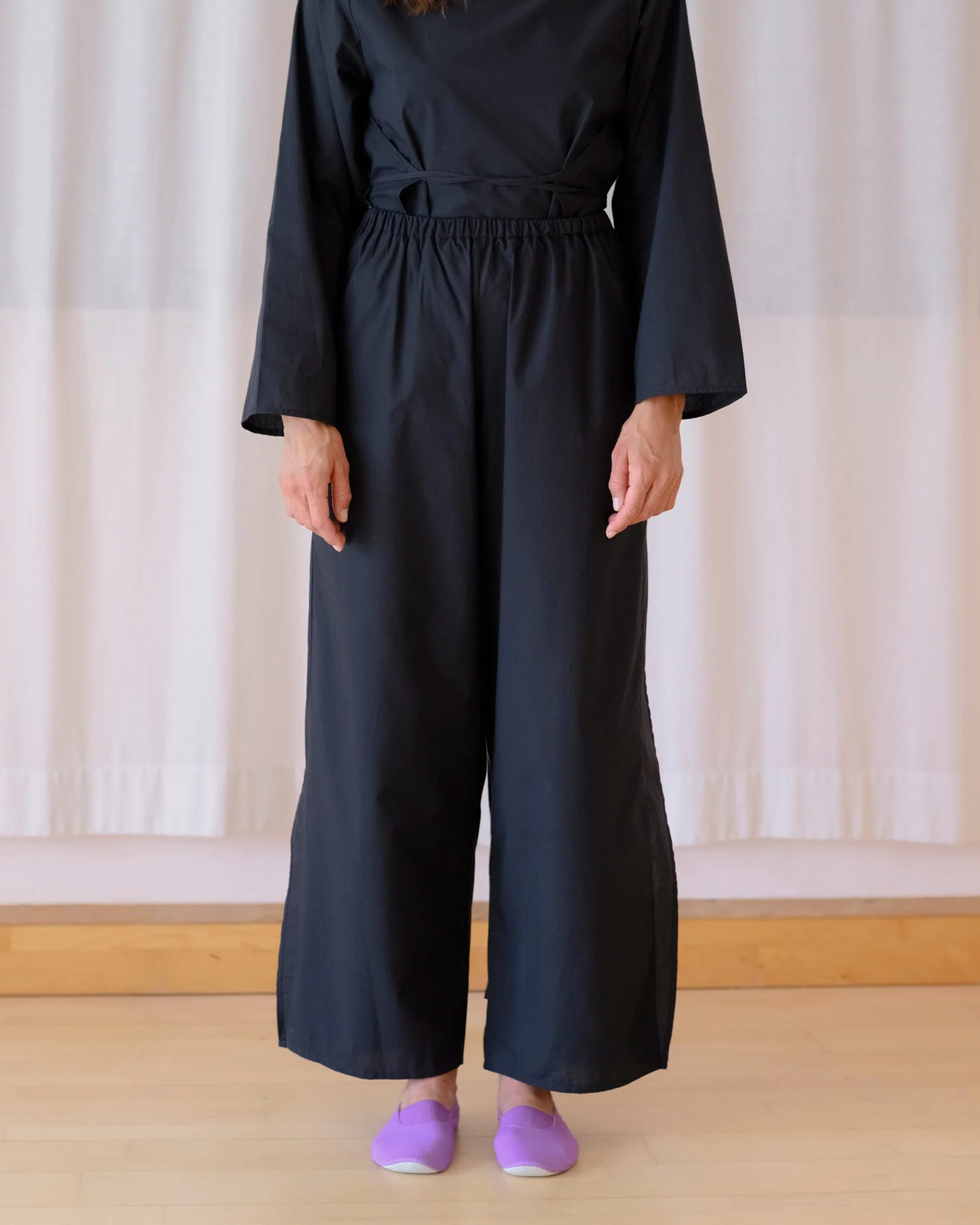 BASERANGE SP26 Organic Cotton Plain Weave Drawstring Pants, France BAS-PADC-PO-SP26-Black - Image 8