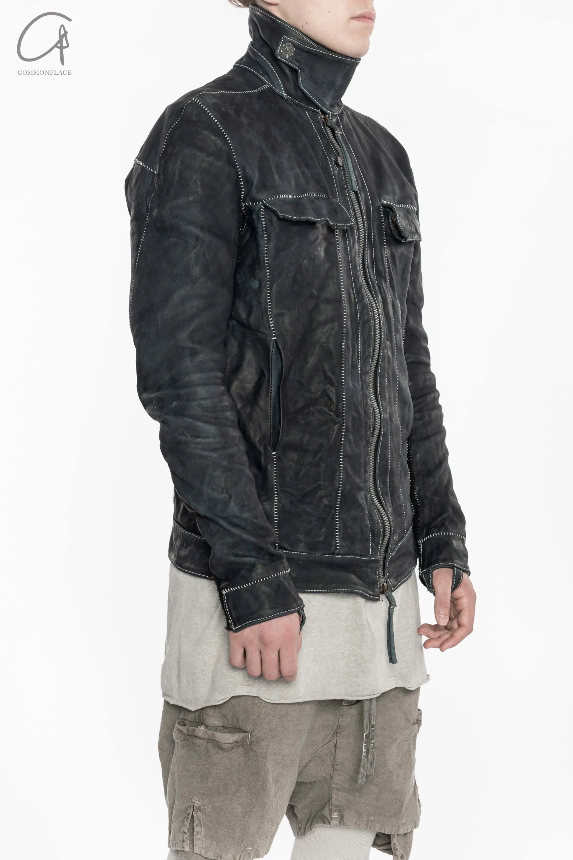 BORIS BIDJAN SABERI Horse Leather Top SS22 TEJANA 1.3 FMM20020 Ink Grey - Image 2