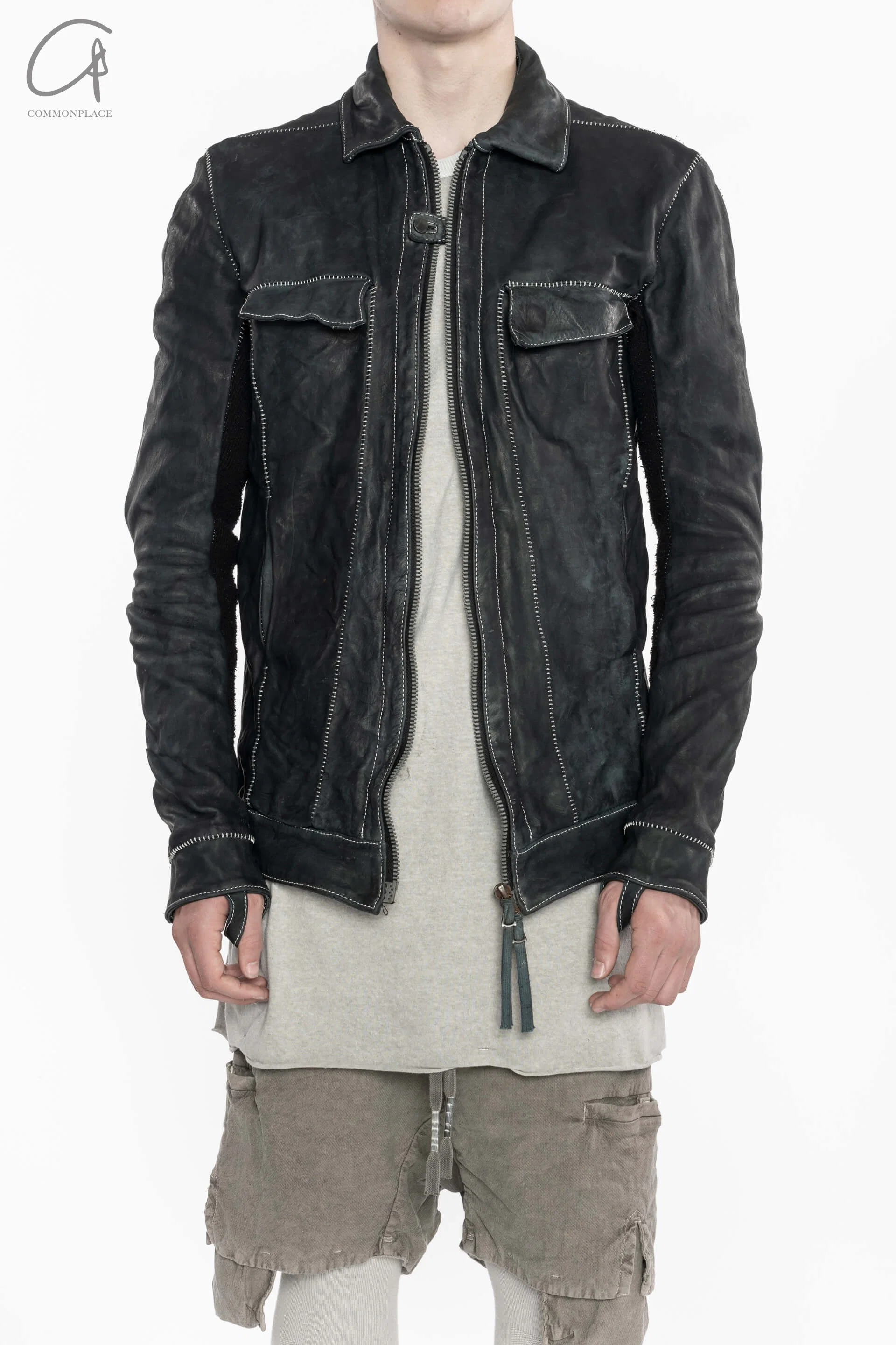 BORIS BIDJAN SABERI Horse Leather Top SS22 TEJANA 1.3 FMM20020 Ink Grey - Image 3