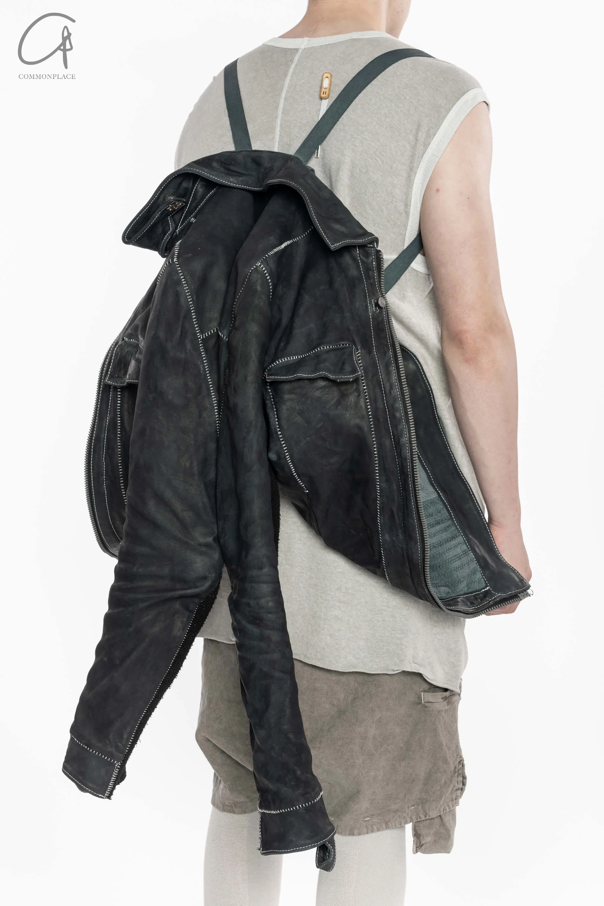 BORIS BIDJAN SABERI Horse Leather Top SS22 TEJANA 1.3 FMM20020 Ink Grey - Image 5