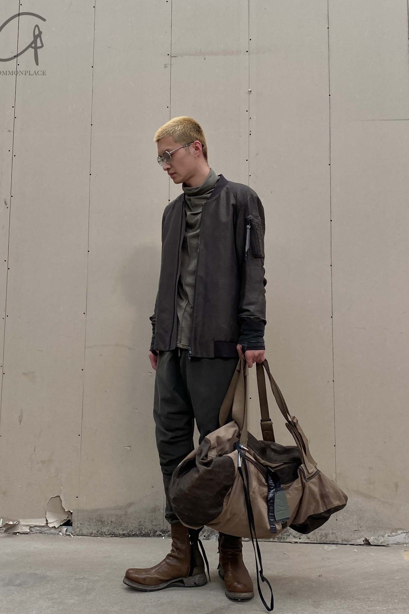BORIS BIDJAN SABERI Leather and linen stitching travel bag INFANTERY BAG1 F1944+FMM20036 - Image 14
