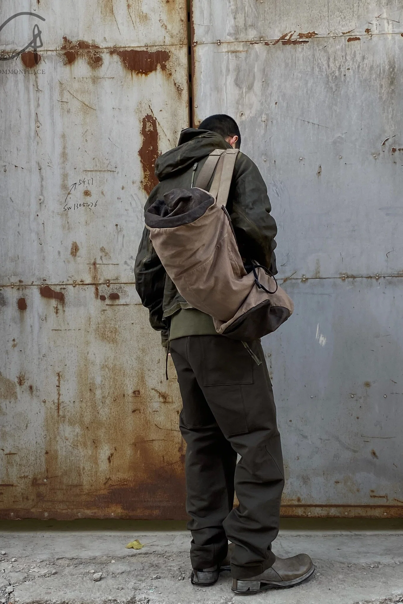 BORIS BIDJAN SABERI Leather and linen stitching travel bag INFANTERY BAG1 F1944+FMM20036 - Image 16