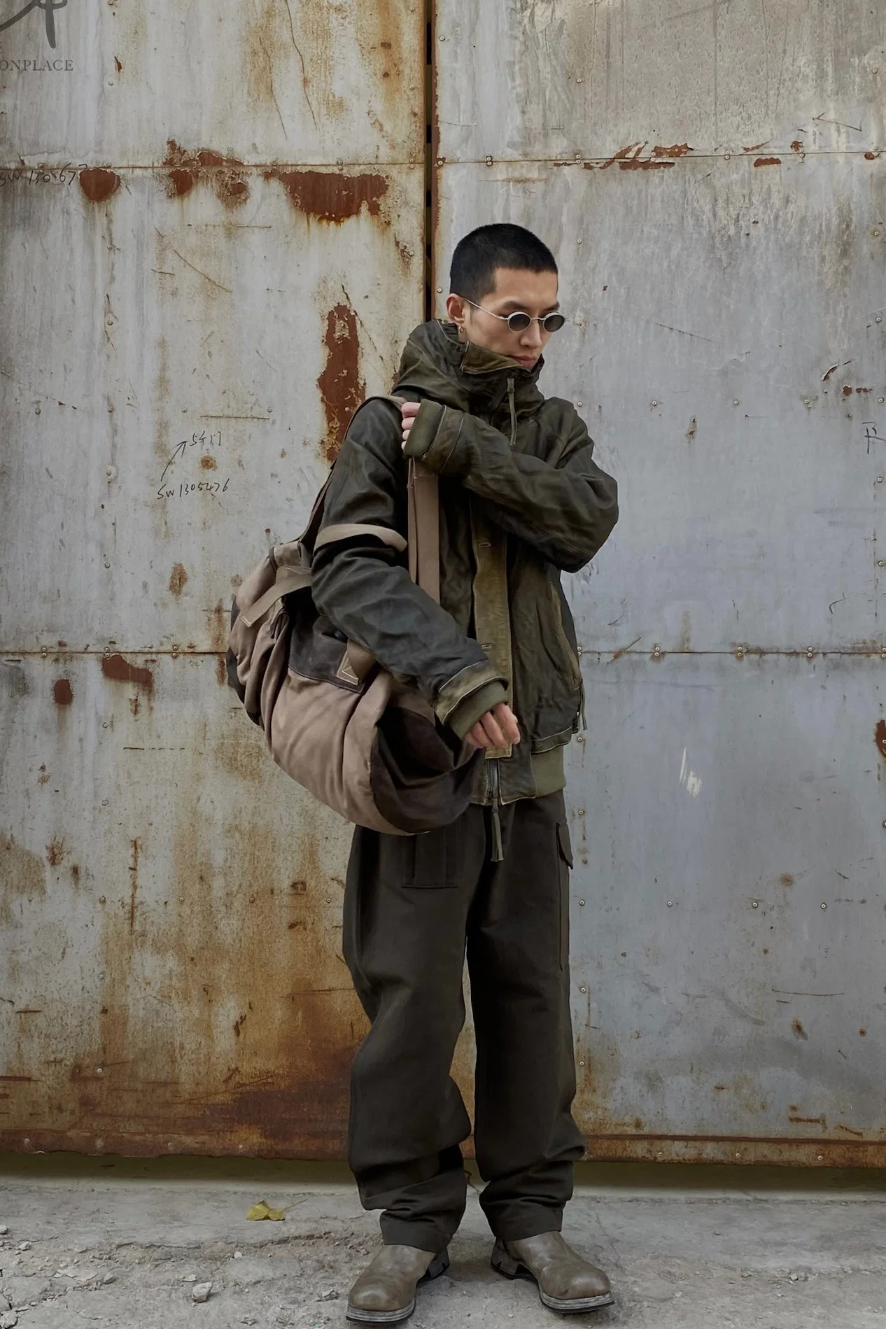 BORIS BIDJAN SABERI Leather and linen stitching travel bag INFANTERY BAG1 F1944+FMM20036 - Image 18