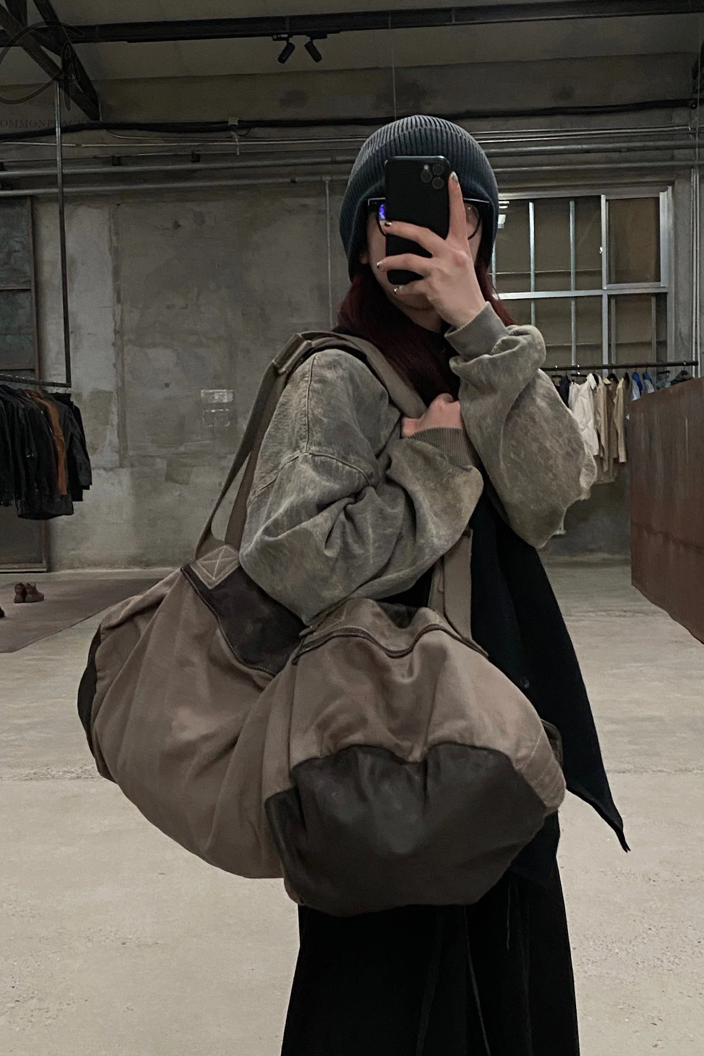 BORIS BIDJAN SABERI Leather and linen stitching travel bag INFANTERY BAG1 F1944+FMM20036 - Image 22