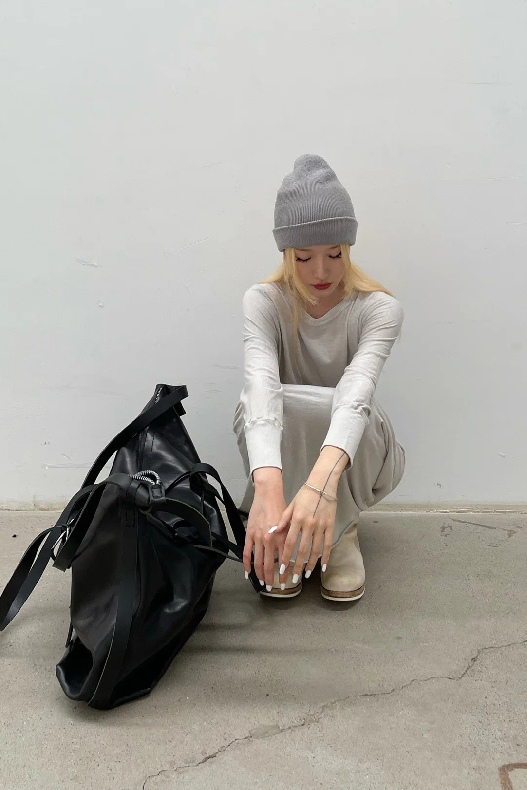 BORIS BIDJAN SABERI Light Grey Cashmere Hat KNHAT2 FPI30001 - Image 17