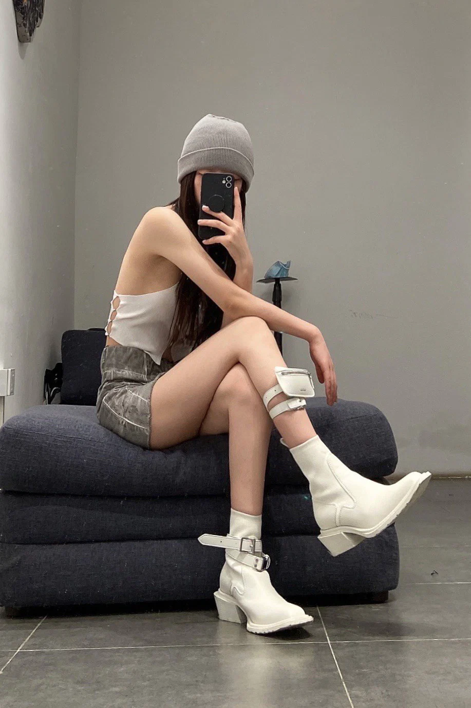 BORIS BIDJAN SABERI Light Grey Cashmere Hat KNHAT2 FPI30001 - Image 49
