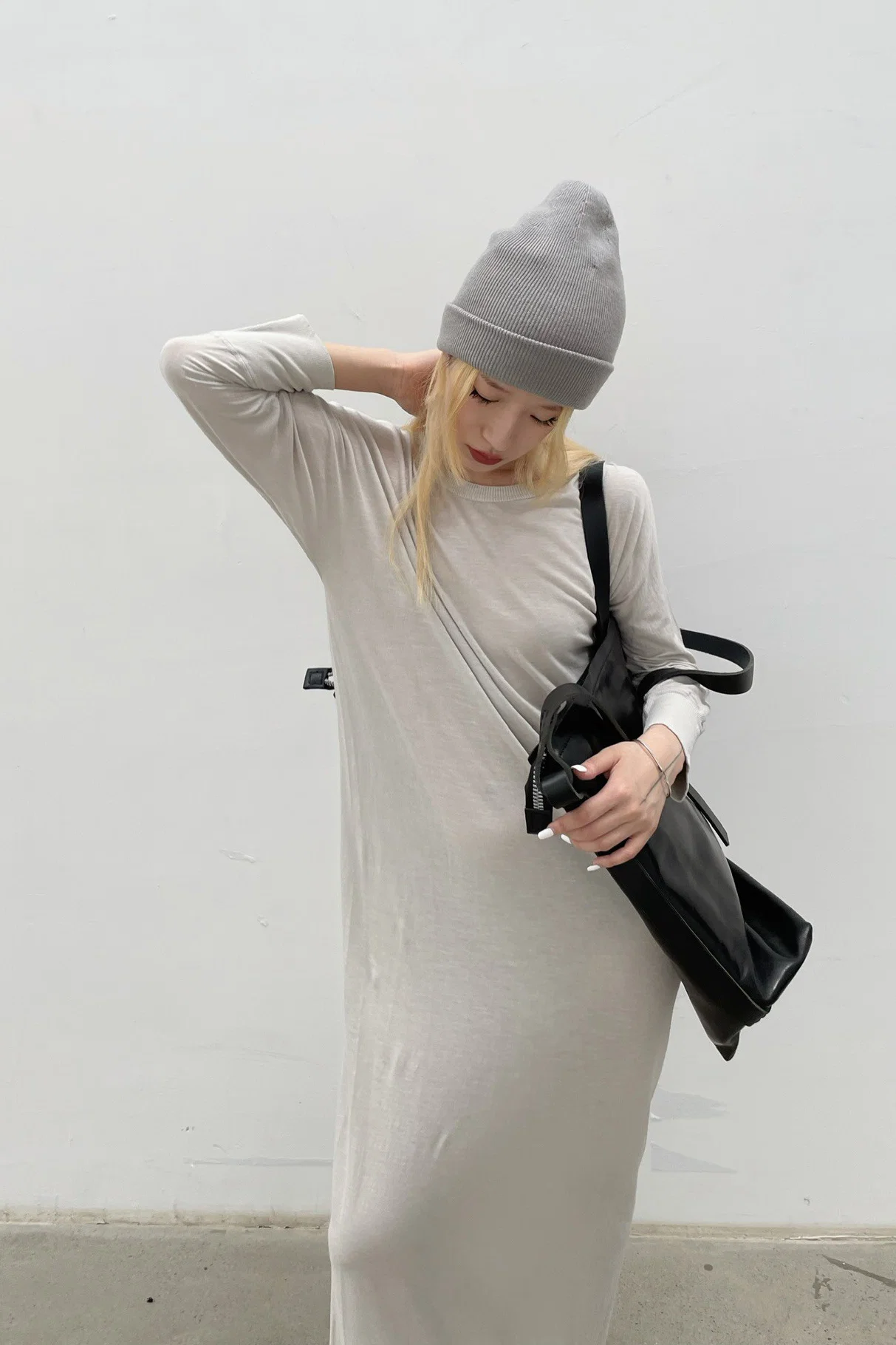 BORIS BIDJAN SABERI Light Grey Cashmere Hat KNHAT2 FPI30001 - Image 8