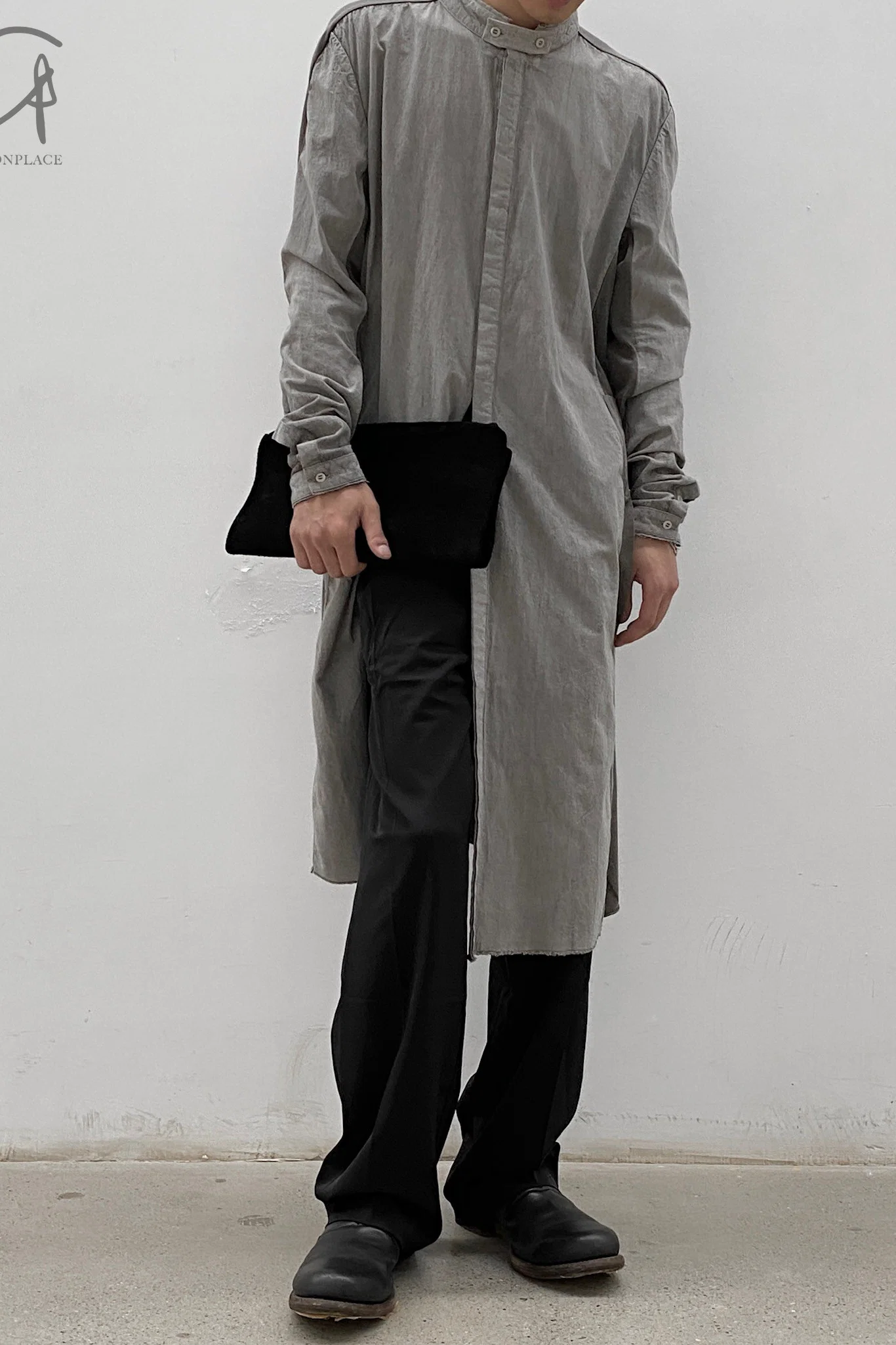 BORIS BIDJAN SABERI Midi Shirt SS22 SHIRT2 F1505F+F035 Charcoal Grey - Image 10