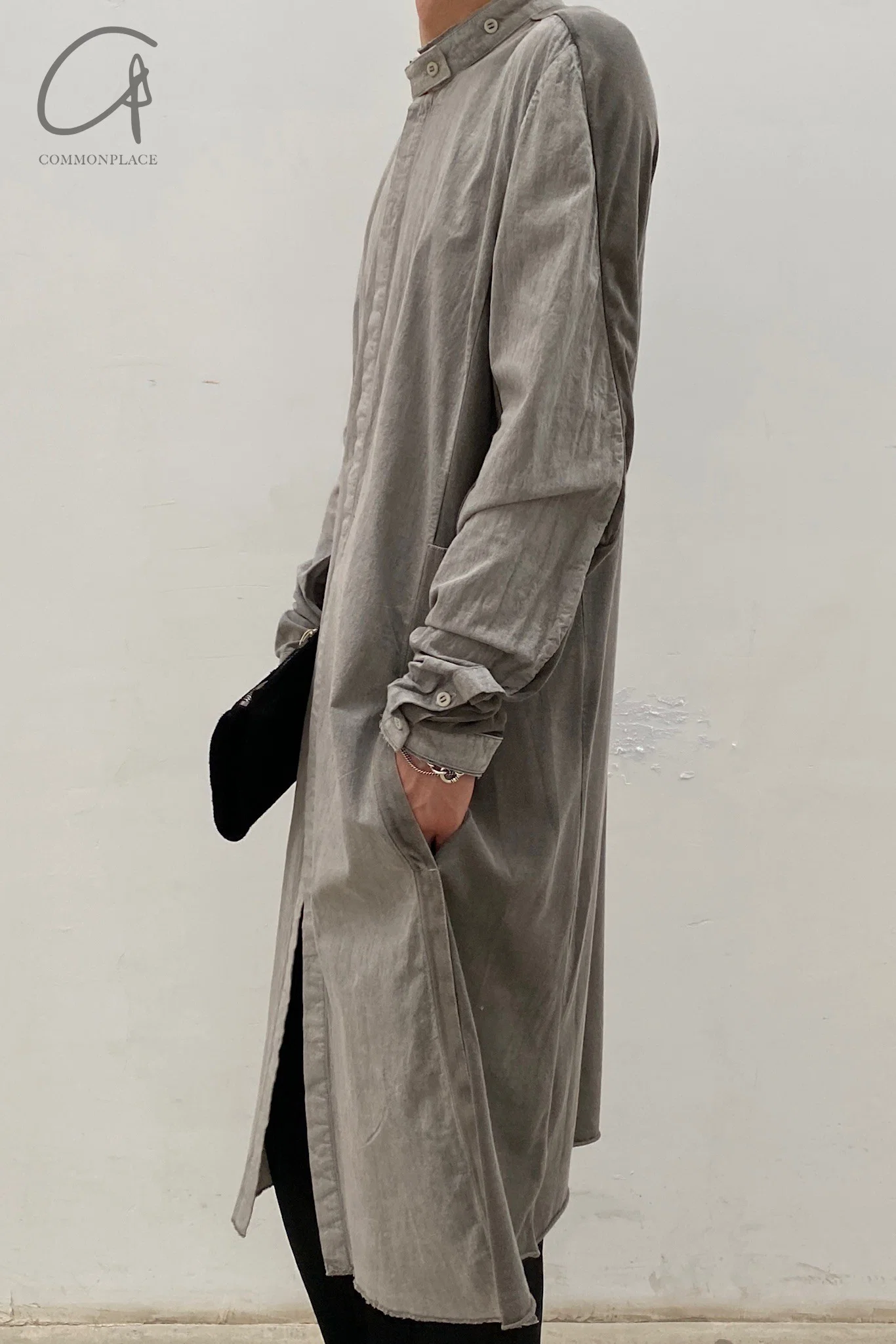 BORIS BIDJAN SABERI Midi Shirt SS22 SHIRT2 F1505F+F035 Charcoal Grey - Image 12