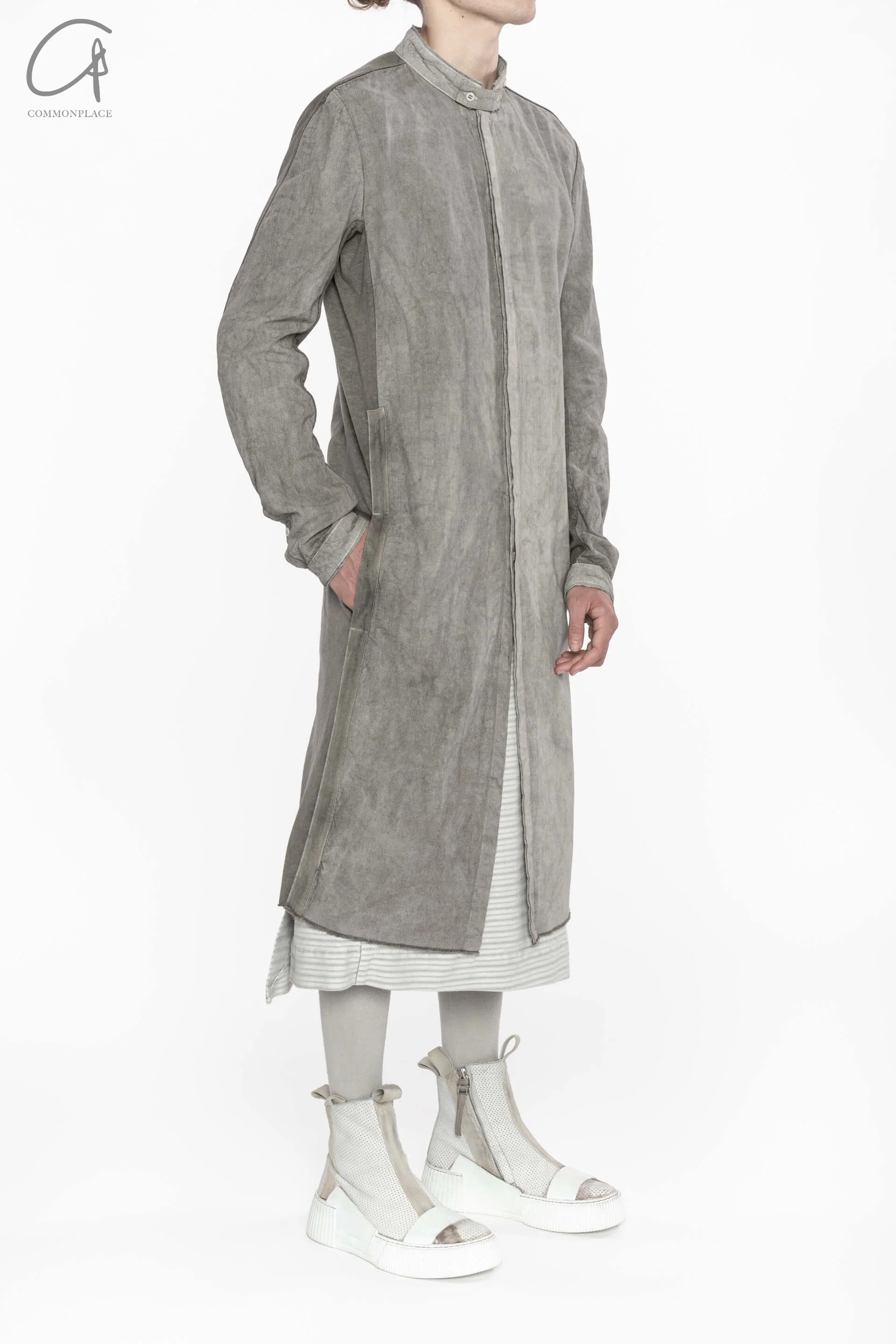 BORIS BIDJAN SABERI Midi Shirt SS22 SHIRT2 F1505F+F035 Charcoal Grey - Image 2