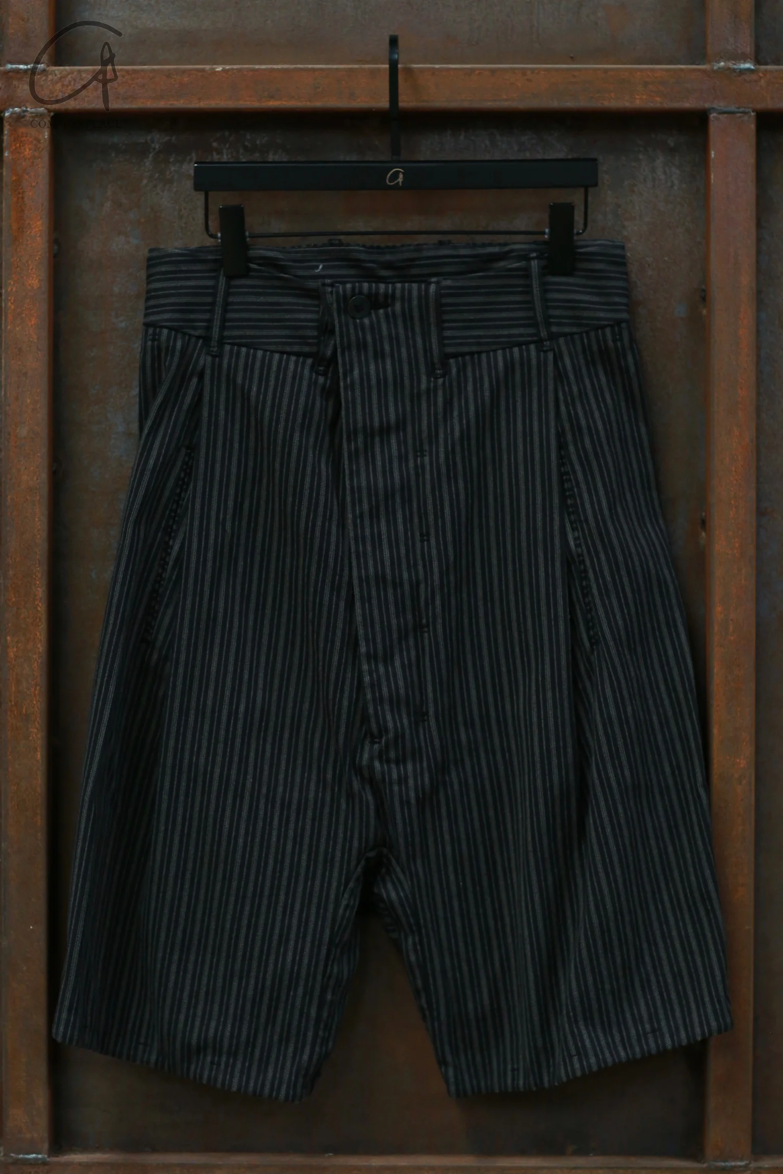 Boris Bidjan Saberi Striped Casual Shorts Cotton P1.1 F1603D-RH Dyed Black - Image 5