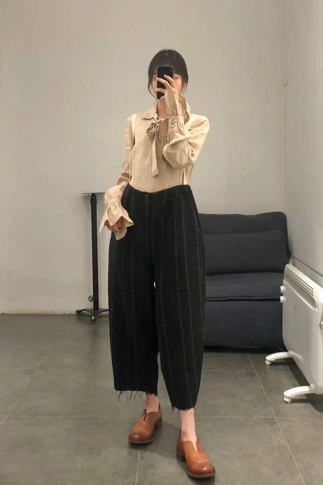 Cherevichkiotvichki tie-front dyed shirt collection with slightly gathered cuffs CHE-50AW16-XING apricot (94AW18) - Image 17