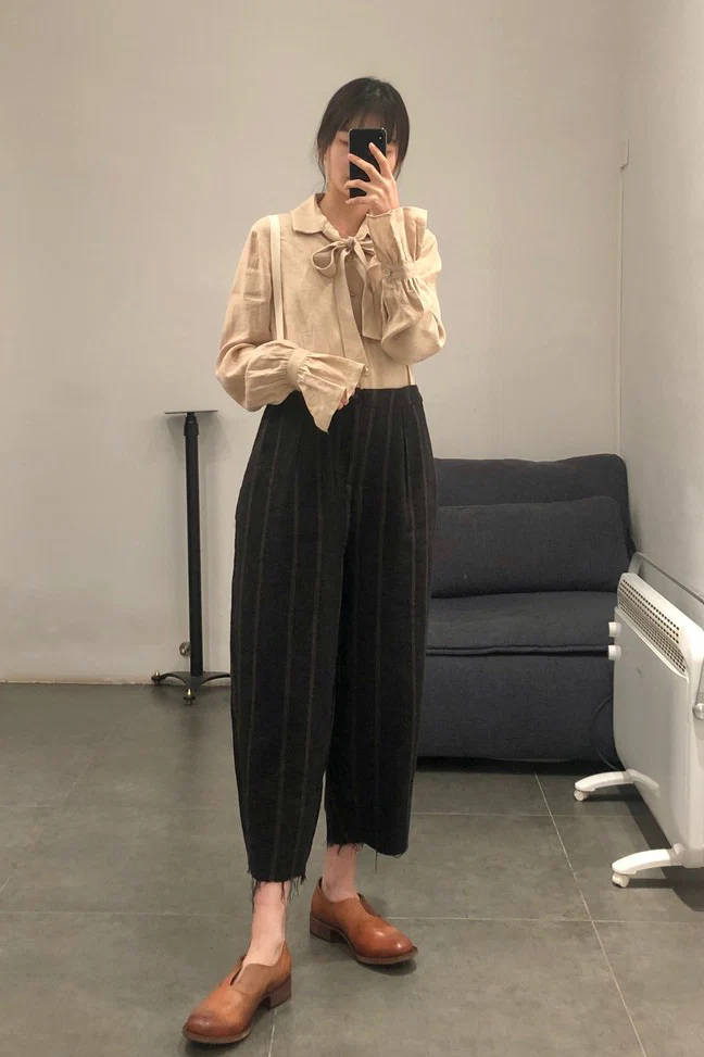 Cherevichkiotvichki tie-front dyed shirt collection with slightly gathered cuffs CHE-50AW16-XING apricot (94AW18) - Image 19