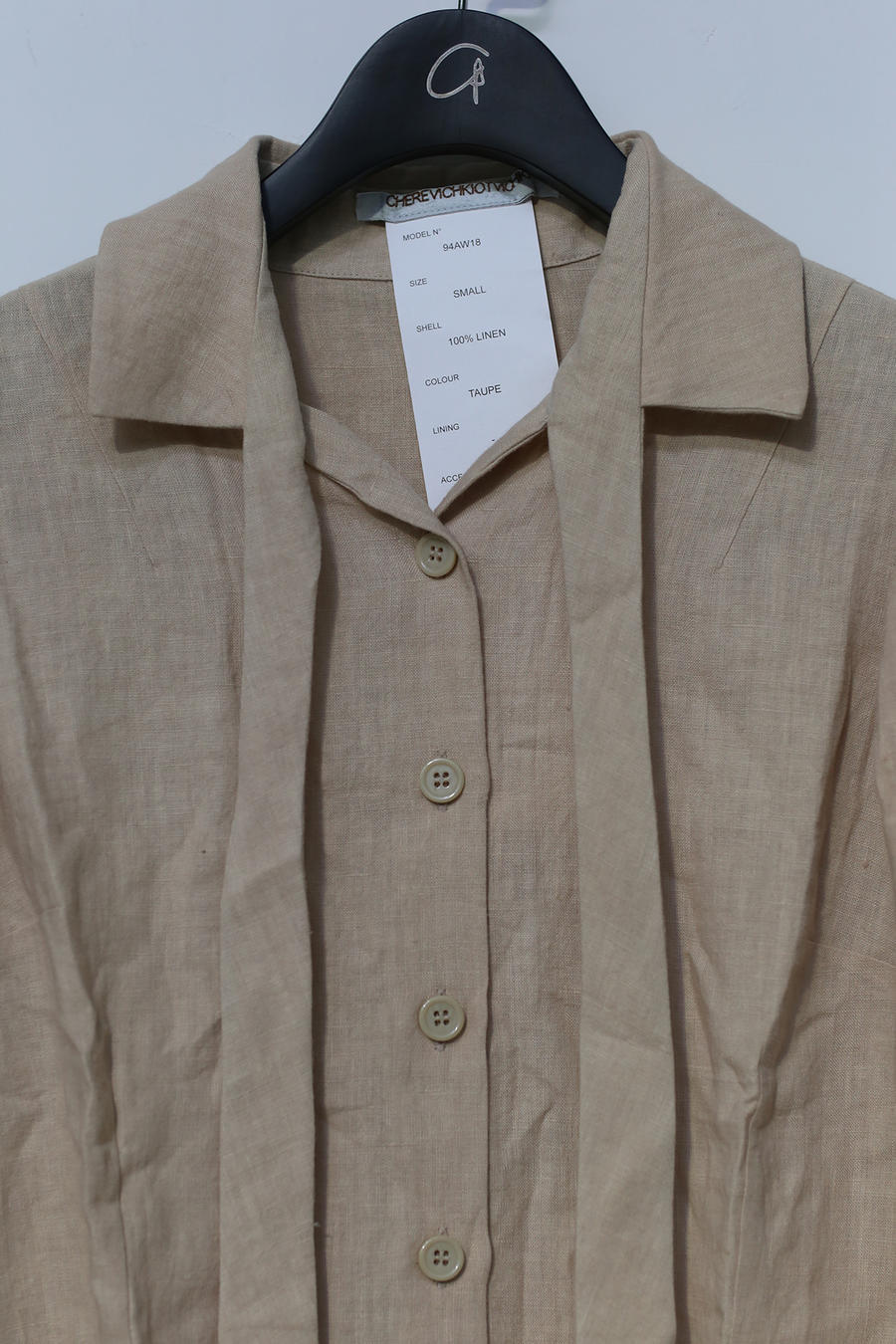 Cherevichkiotvichki tie-front dyed shirt collection with slightly gathered cuffs CHE-50AW16-XING apricot (94AW18) - Image 3