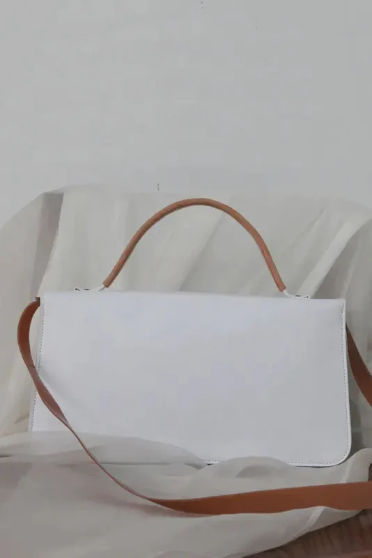 Cherevichkiotvichki Handy Crossbody Rectangular Lock Bag White 124-2020 PC66 - Image 3