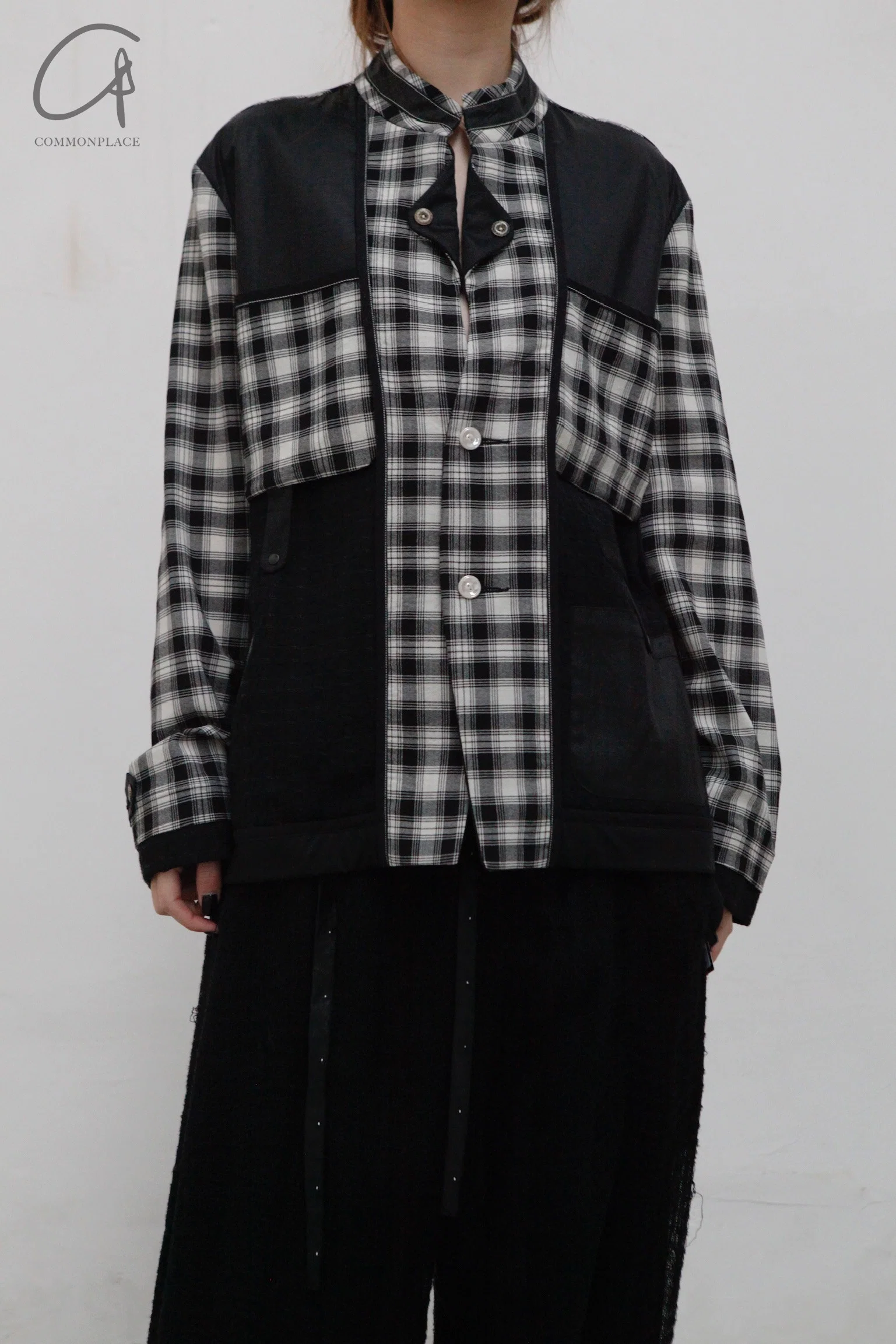 COMMUNS Sheer Mesh Contrast Lapel Pullover Jacket SS21-C131B - Image 13