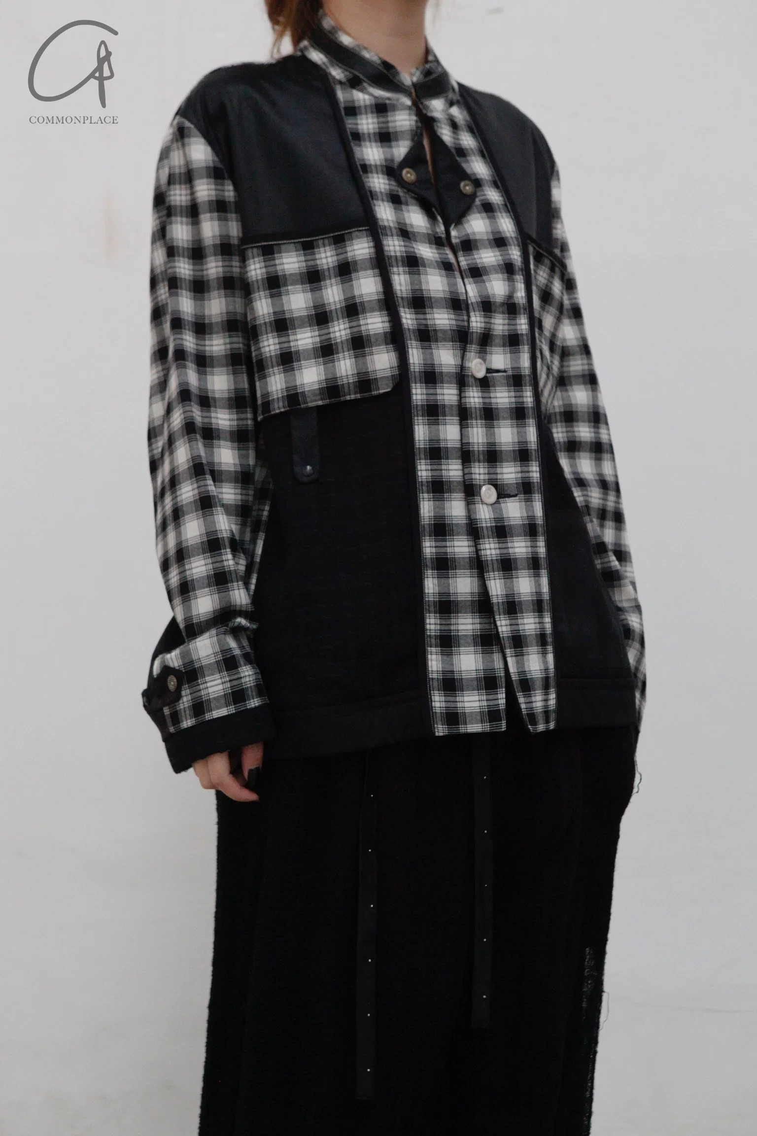 COMMUNS Sheer Mesh Contrast Lapel Pullover Jacket SS21-C131B - Image 14