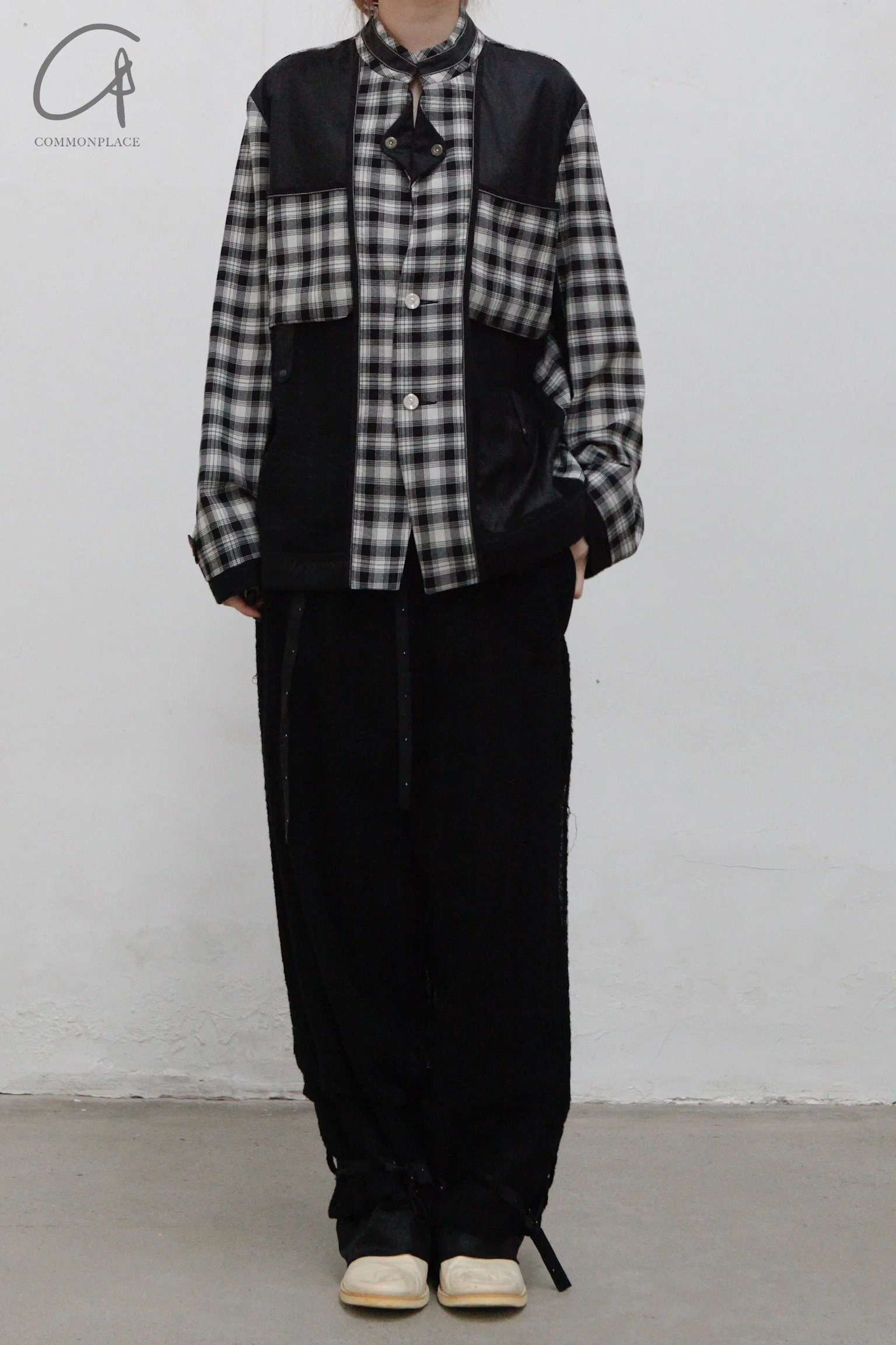 COMMUNS Sheer Mesh Contrast Lapel Pullover Jacket SS21-C131B - Image 15