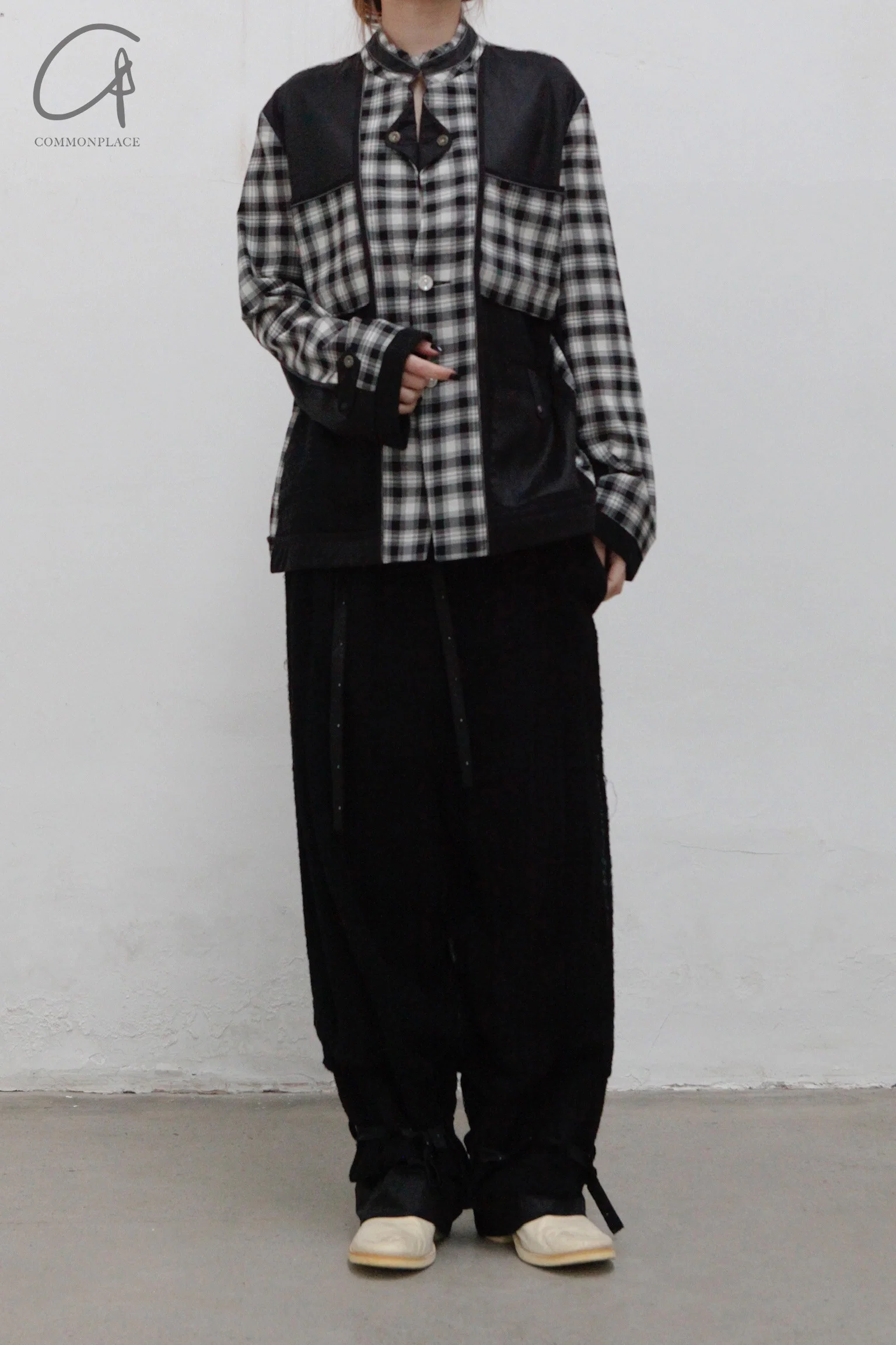 COMMUNS Sheer Mesh Contrast Lapel Pullover Jacket SS21-C131B - Image 16