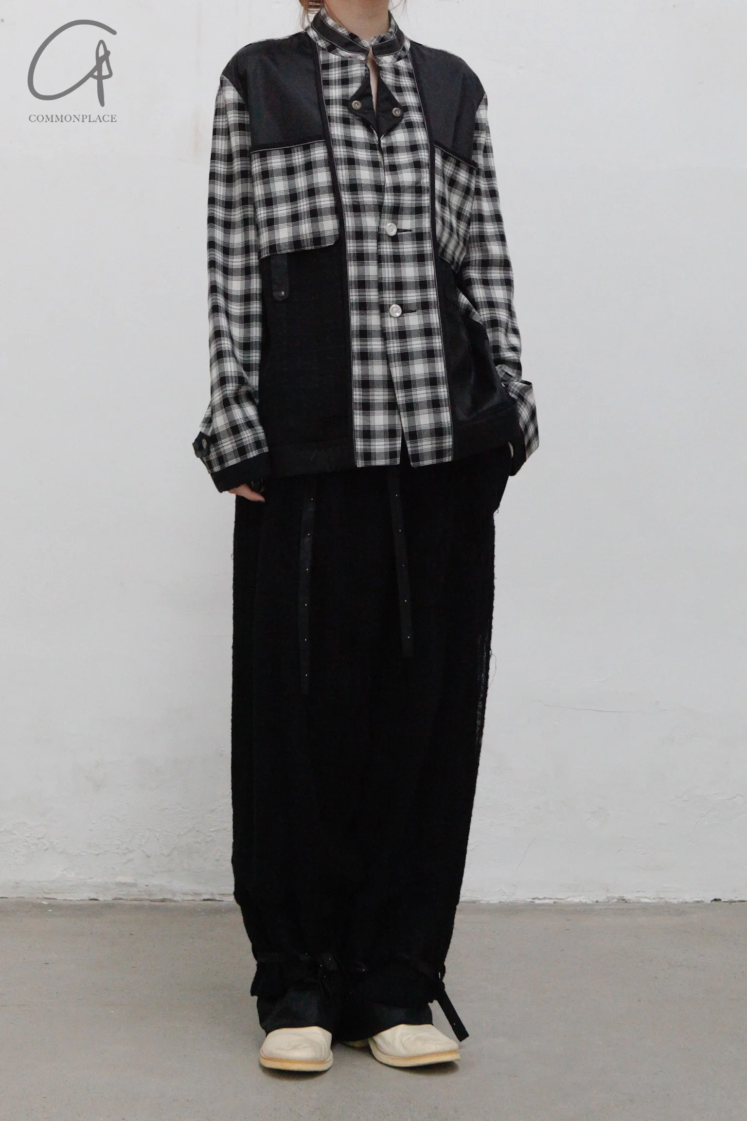 COMMUNS Sheer Mesh Contrast Lapel Pullover Jacket SS21-C131B - Image 17