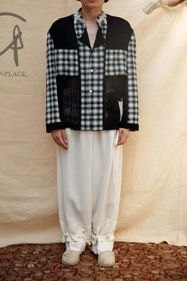 COMMUNS Sheer Mesh Contrast Lapel Pullover Jacket SS21-C131B - Image 18
