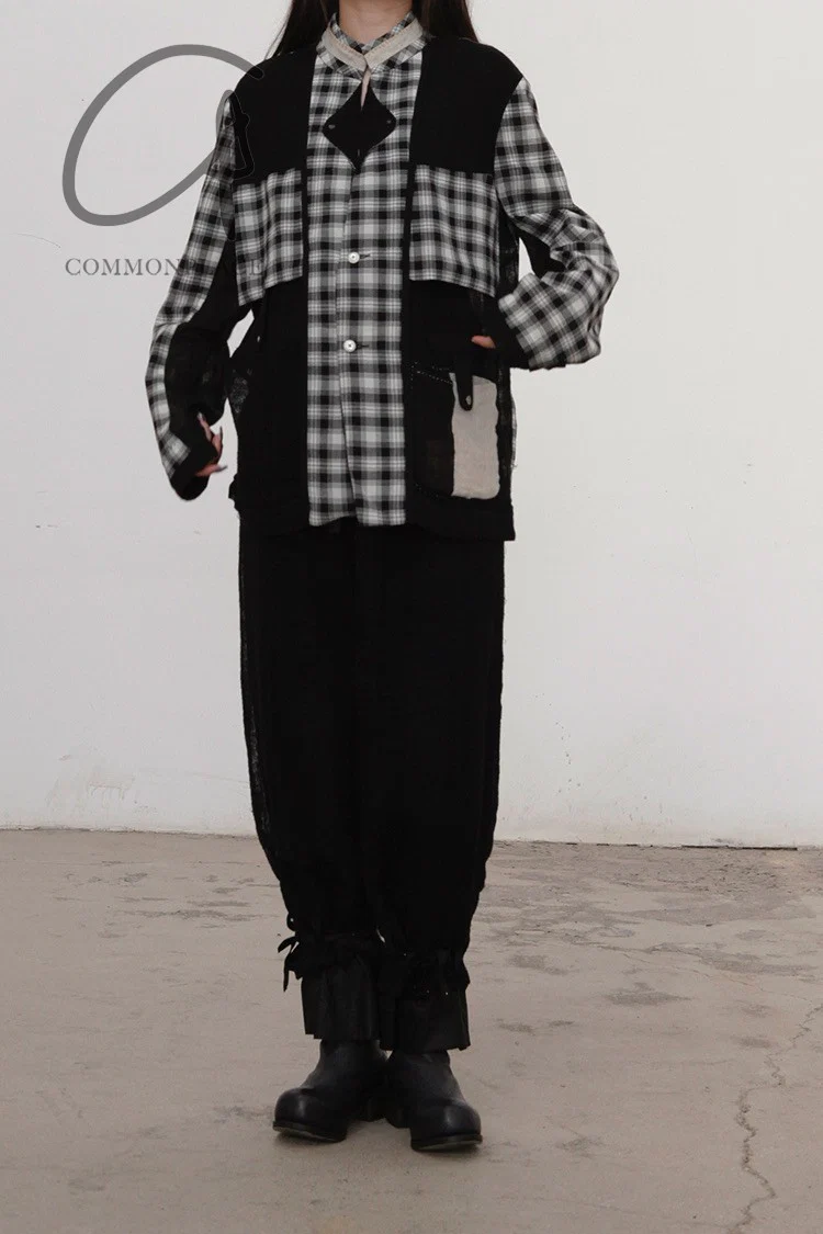 COMMUNS Sheer Mesh Contrast Lapel Pullover Jacket SS21-C131B - Image 4