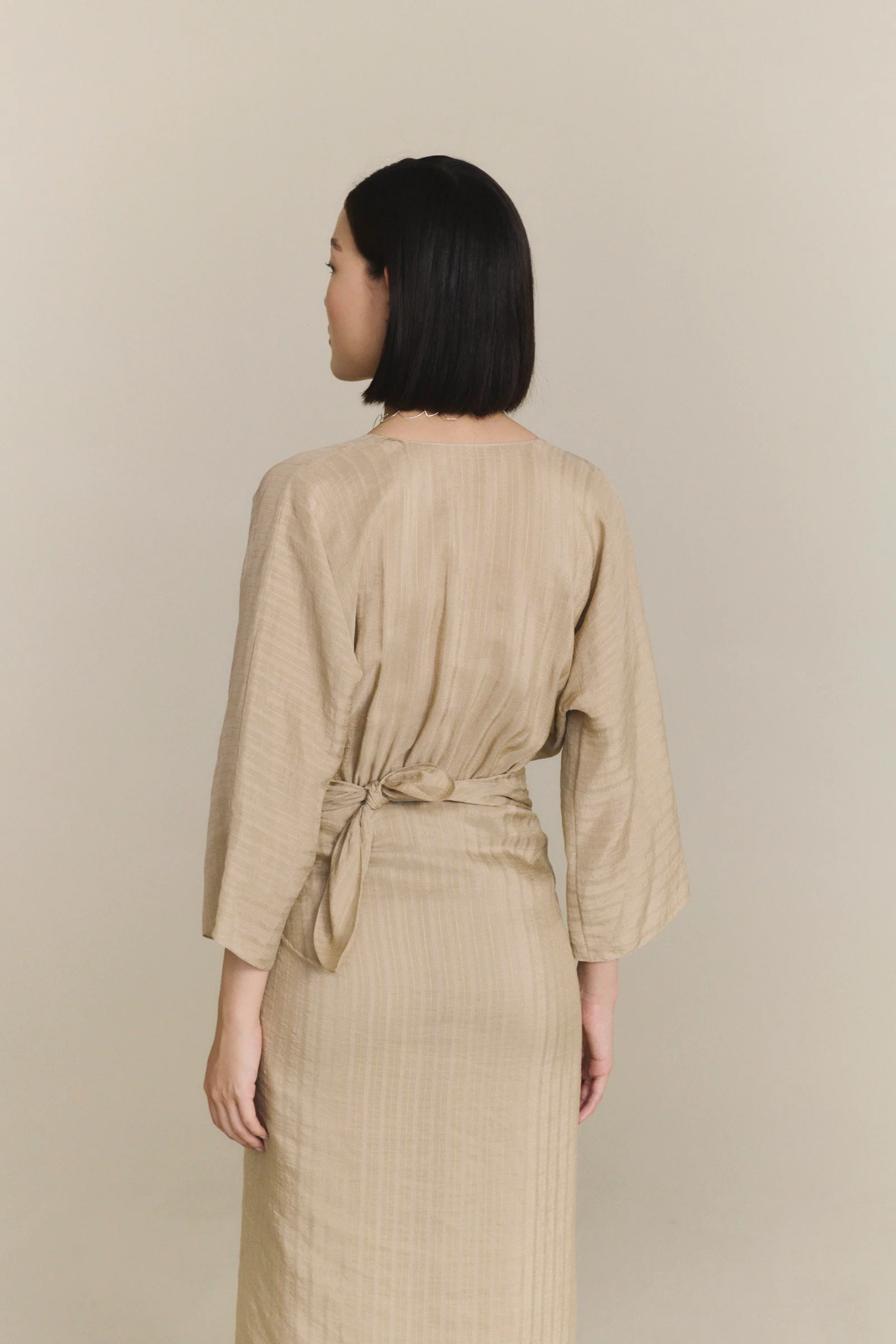 Cortana 25 Early Autumn Eloise Dress, Spain, CTN-PS26-A3859-BEIGE JACQUARD STRIPES - Image 13