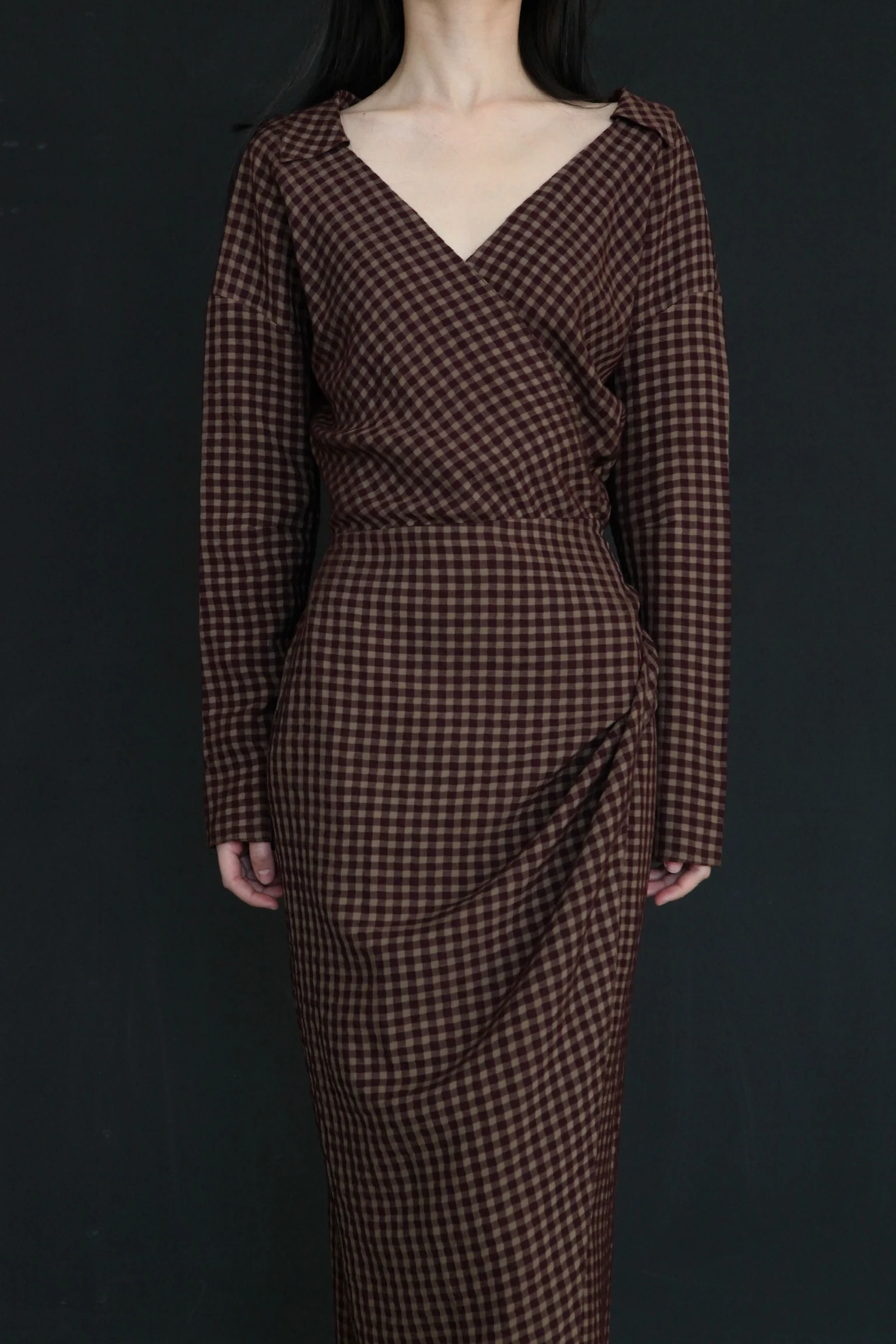 cortana dress A-3701 burgundy plaid - Image 3
