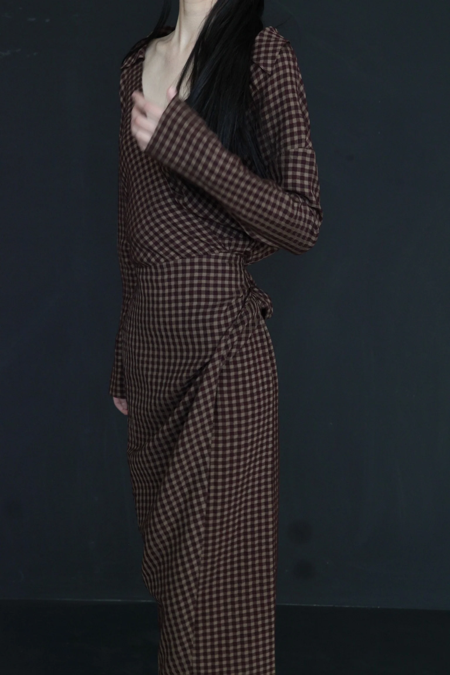 cortana dress A-3701 burgundy plaid - Image 4