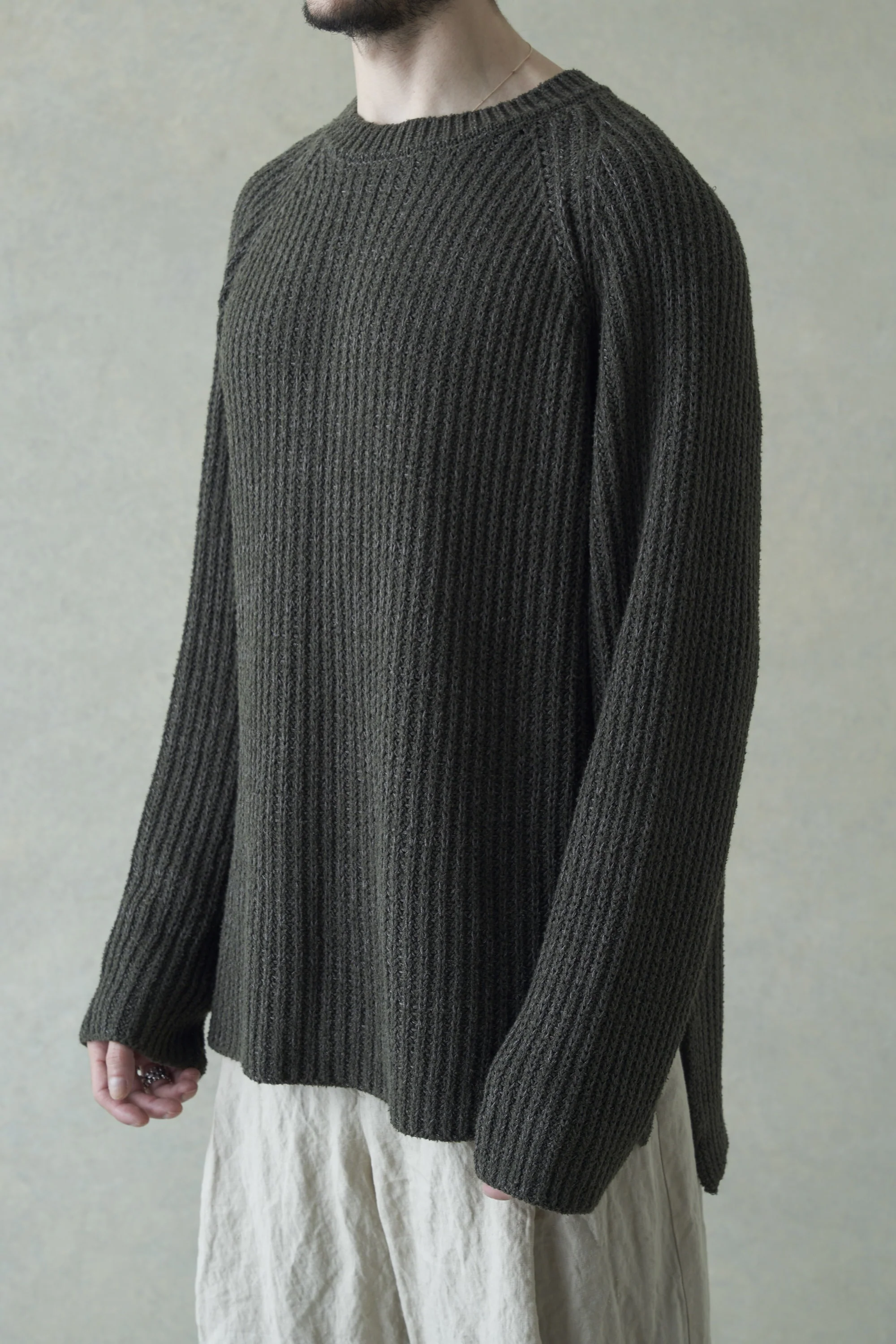 DEVOA knitted pullover DVA-SKL-CNTL-GL olive - Image 2