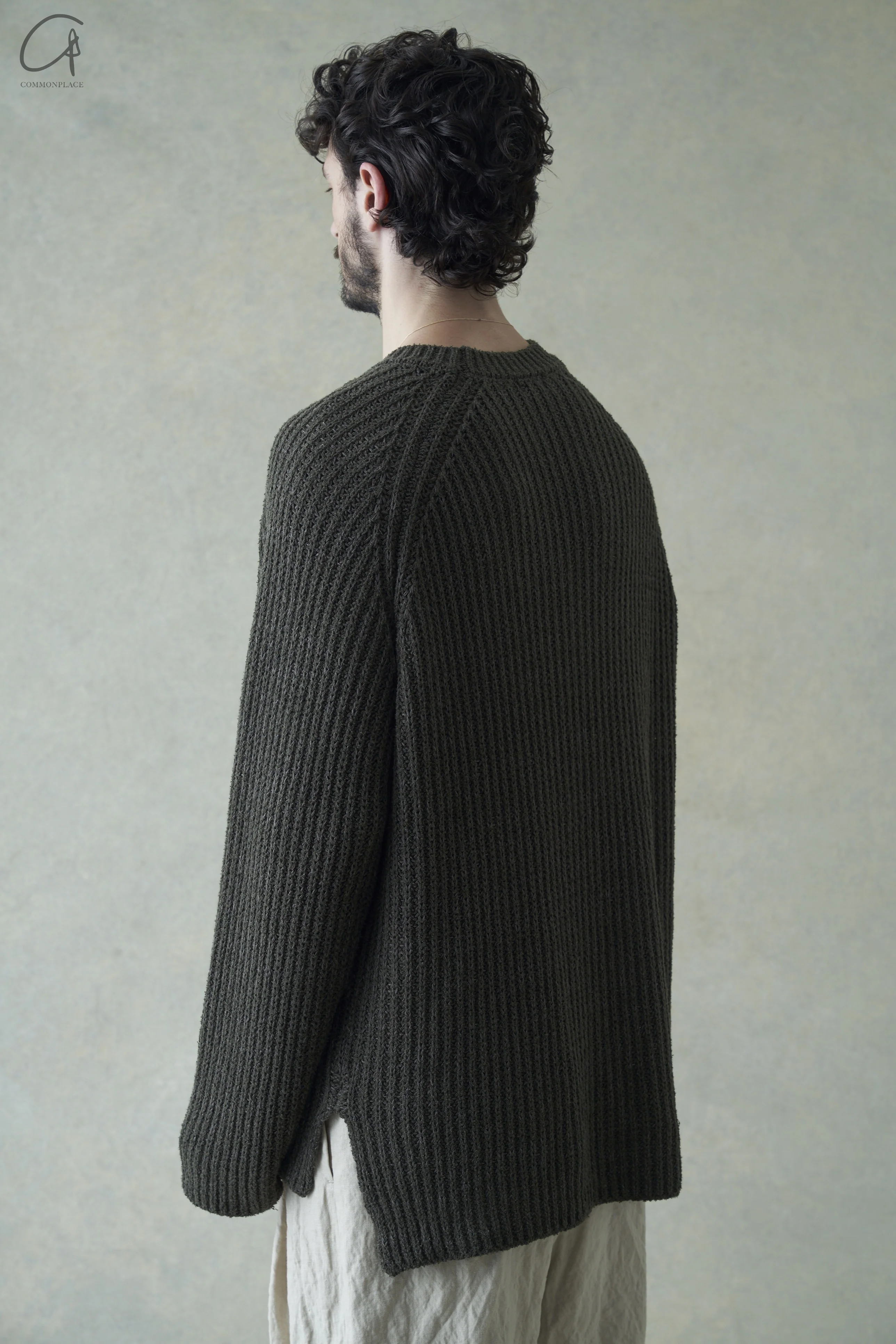 DEVOA knitted pullover DVA-SKL-CNTL-GL olive - Image 3