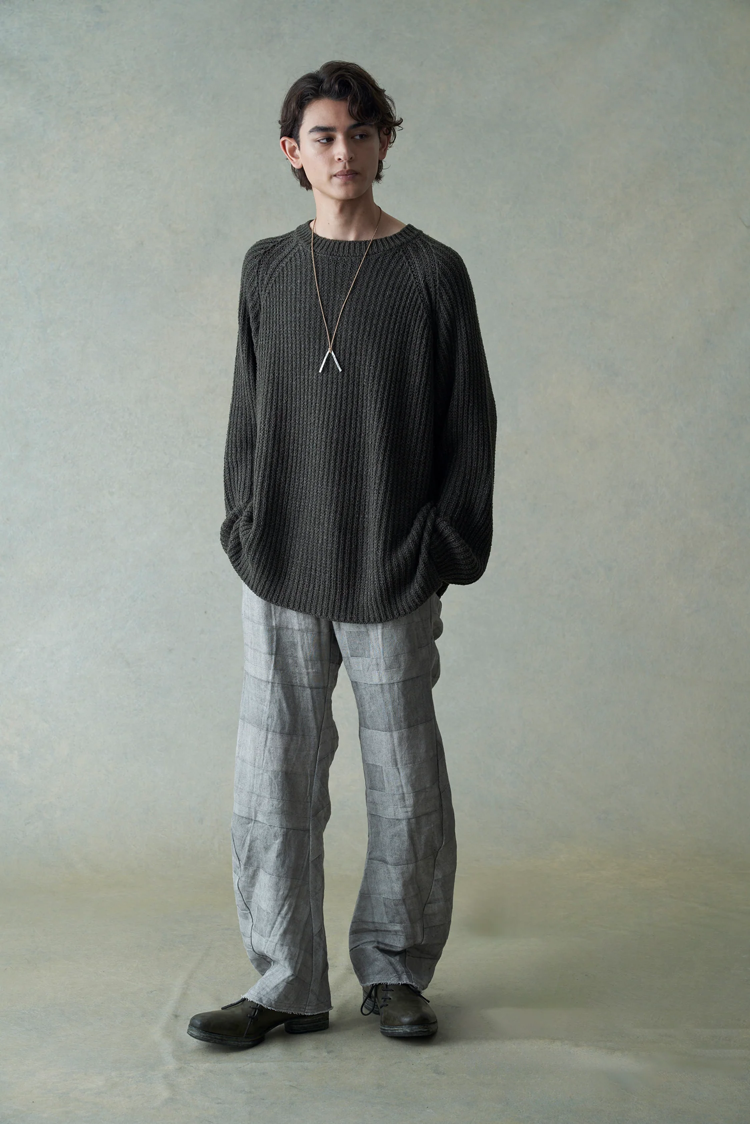 DEVOA knitted pullover DVA-SKL-CNTL-GL olive - Image 8