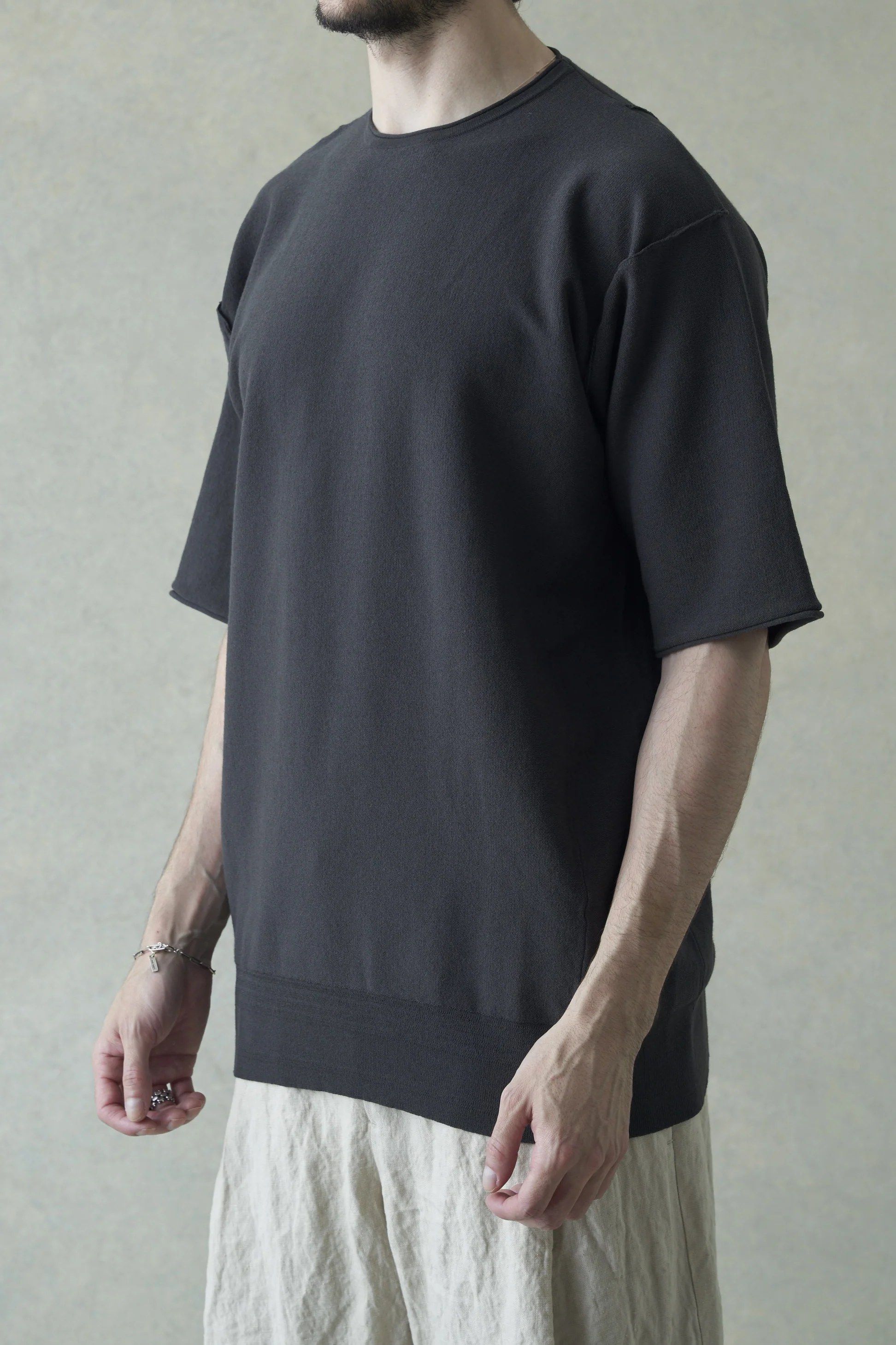 DEVOA knitted round neck T-shirt SKC-HPC1 charcoal - Image 2