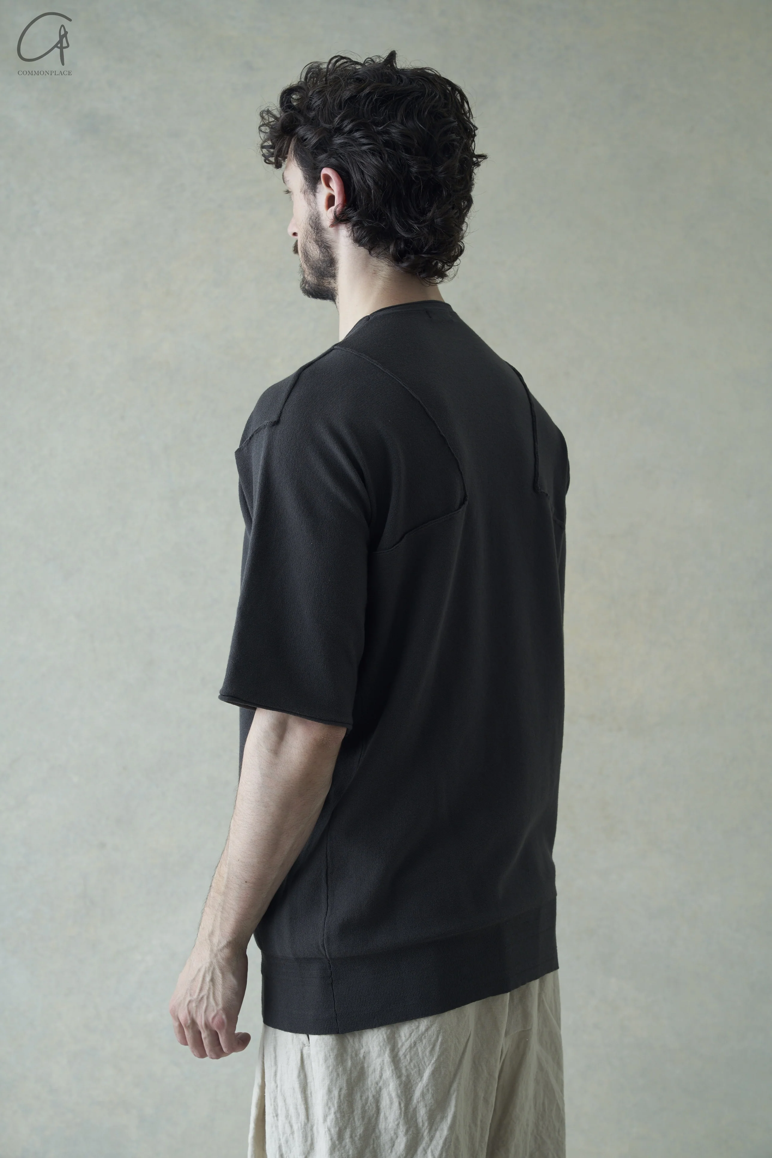 DEVOA knitted round neck T-shirt SKC-HPC1 charcoal - Image 3