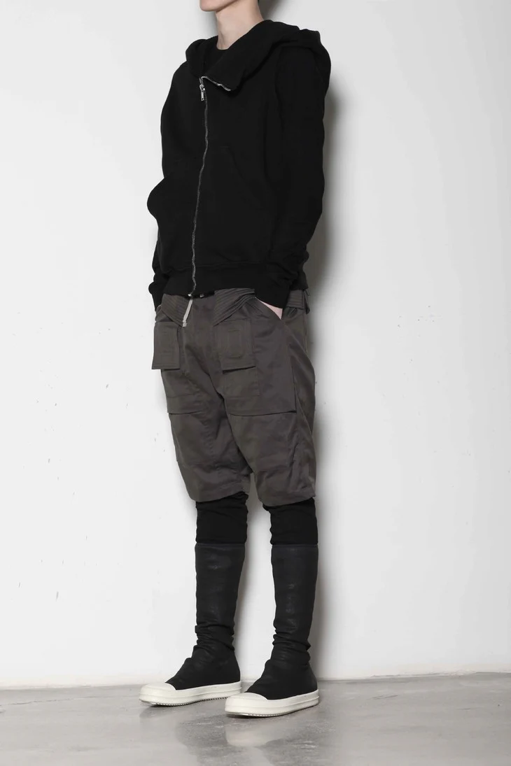 Drkshdw by Rick Owens (woven sweater-mountain zone hoodie) DU17S5286 F 09 BLACK - Image 14