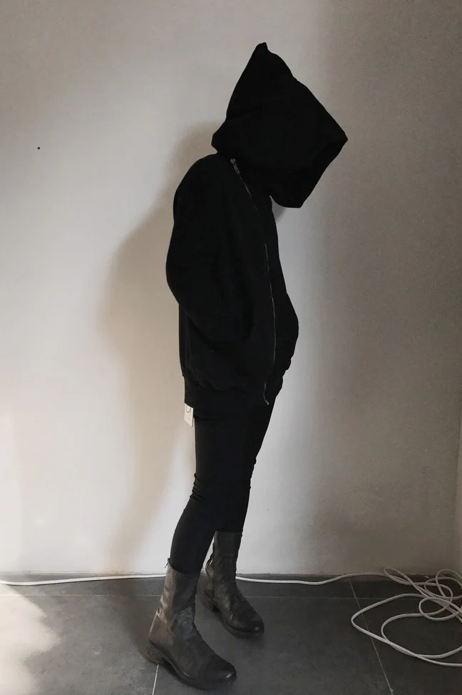 Drkshdw by Rick Owens (woven sweater-mountain zone hoodie) DU17S5286 F 09 BLACK - Image 23