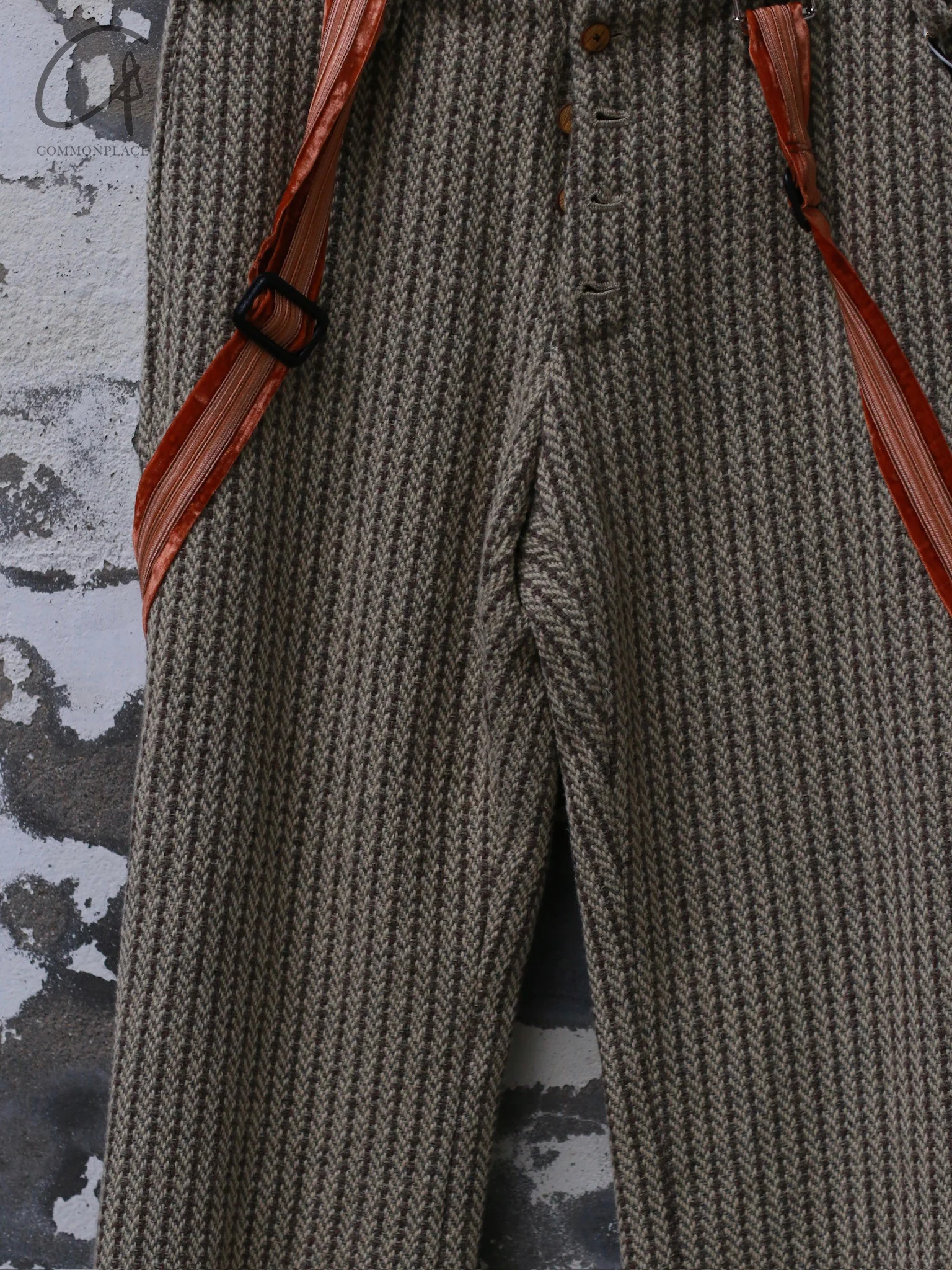 GEOFFREY B. SMALL Handmade Straight-leg Pants with Back Waist Drawstring Suspenders GBS-EV8P04-SXZMCHN Orange Suspenders EV8P03 - Image 2