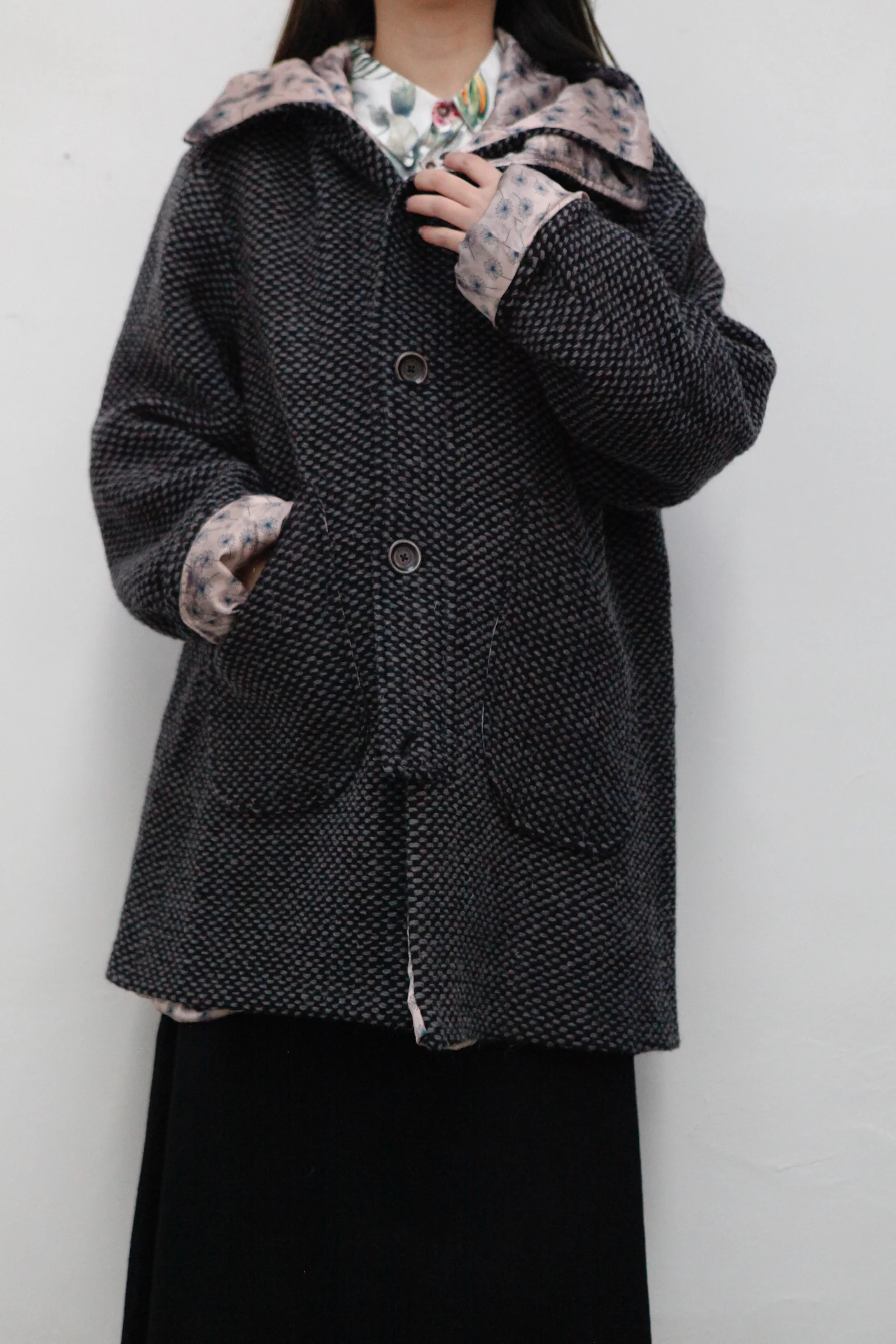 Geoffrey B. Small tail hooded coat DOC09 pink dandelion British grid 1 - Image 2