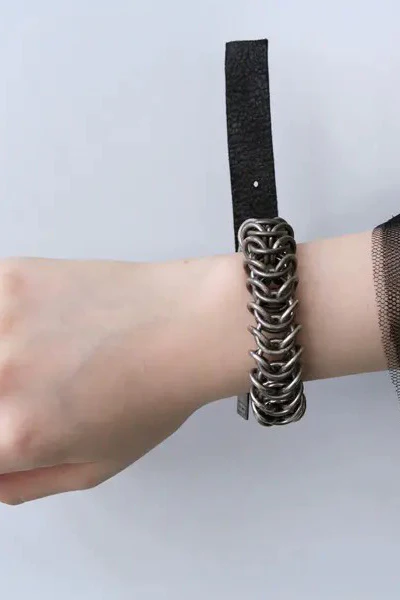 GOTI (925 silver bracelet with leather) BR618 - Image 4