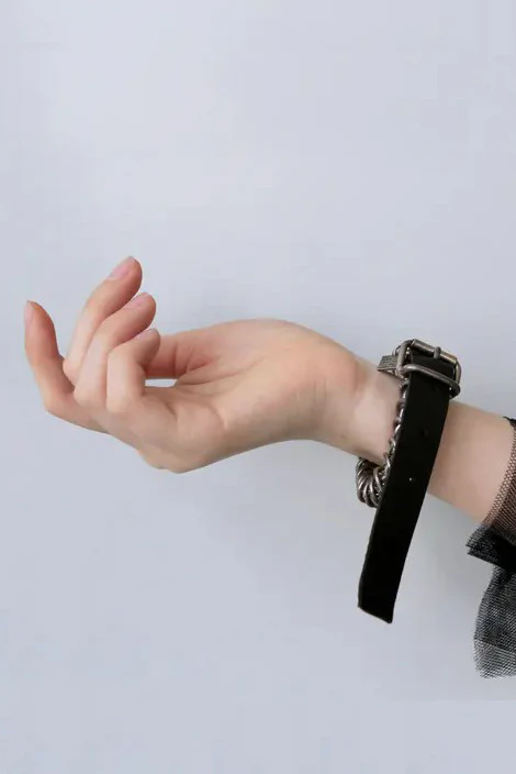 GOTI (925 silver bracelet with leather) BR618 - Image 5
