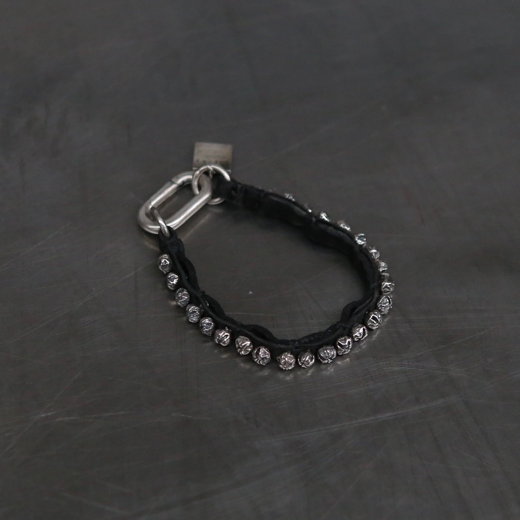 GOTI BR1262 Black Horse Leather Bead Bracelet, 925 Sterling Silver, Italian Handmade, GT-BR1262-0 - Image 3