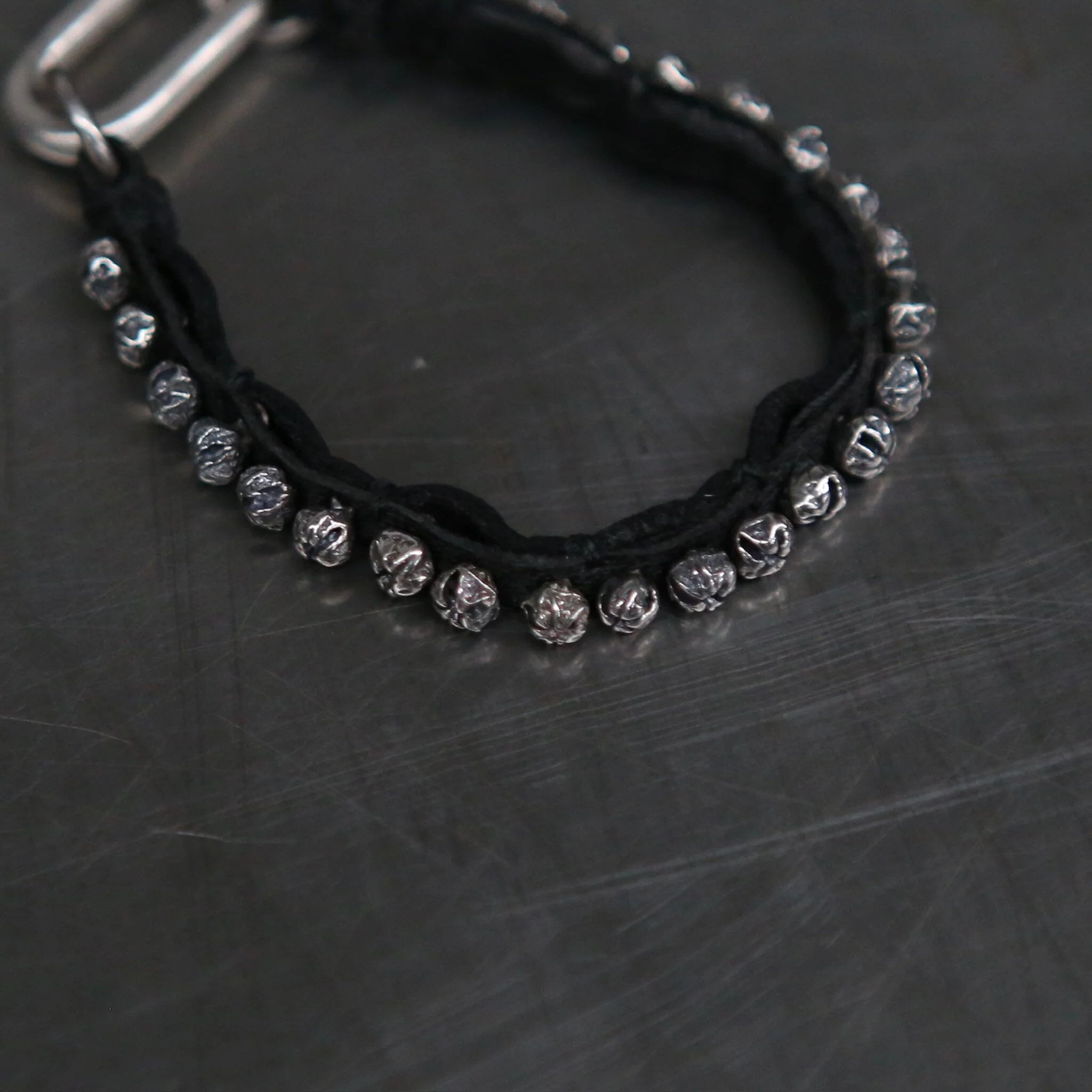 GOTI BR1262 Black Horse Leather Bead Bracelet, 925 Sterling Silver, Italian Handmade, GT-BR1262-0 - Image 5