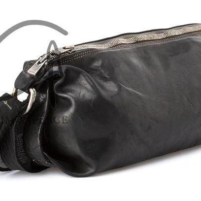 Guidi horse leather zipper waist bag Q150 Italian handmade GD-Q150-HEI black - Image 4