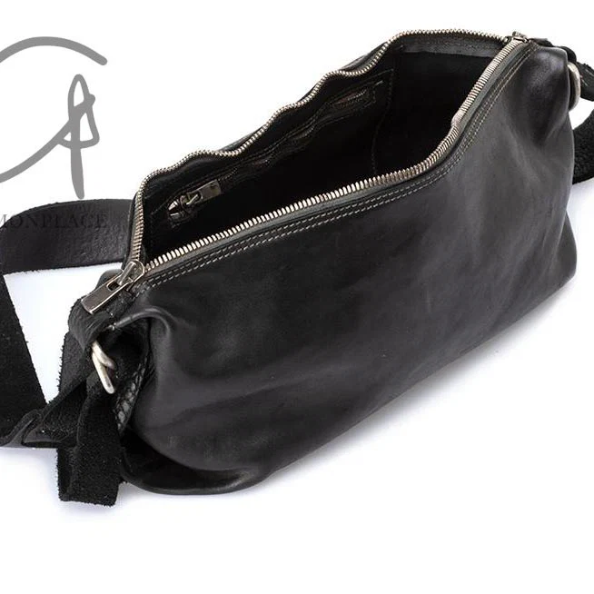 Guidi horse leather zipper waist bag Q150 Italian handmade GD-Q150-HEI black - Image 6