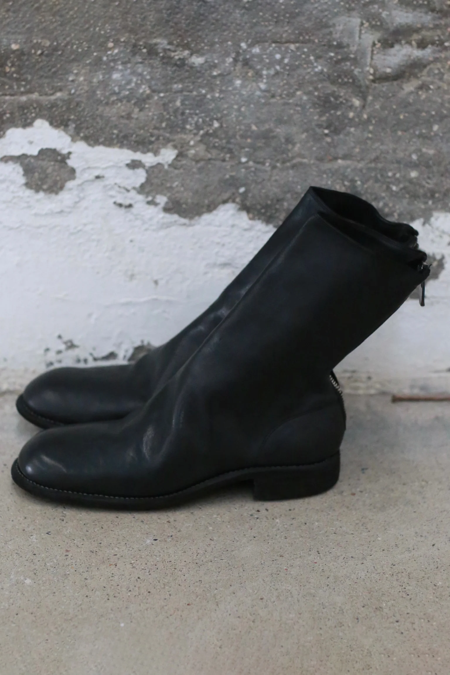 GUIDI Full Grain Horse Leather Mid-Calf Boots with Back Zipper - 988 Italian Craftsman GD-988-BLKT - Image 2